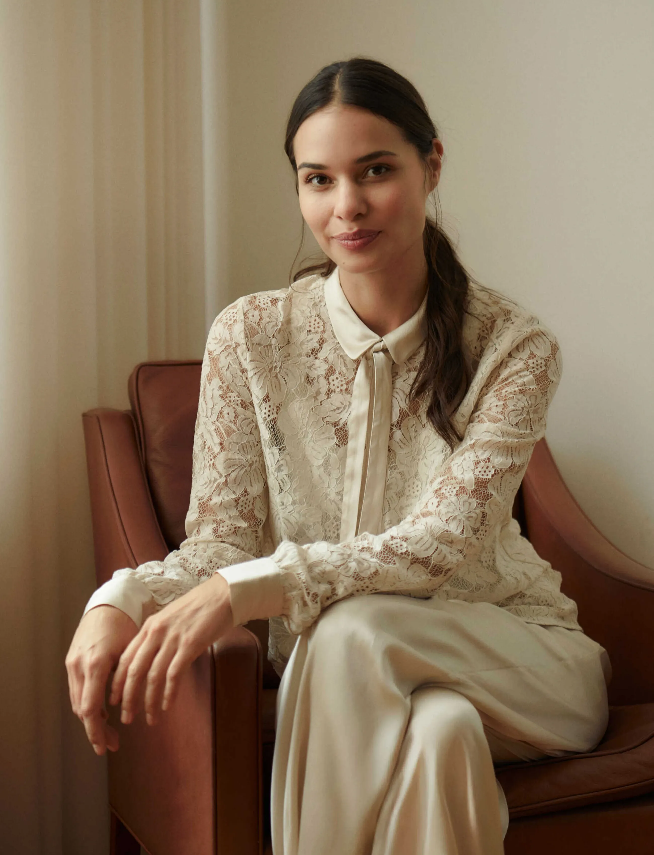 Rosemunde RWAlice Lace LS Shirt - Hemden - RAINY DAY / cream