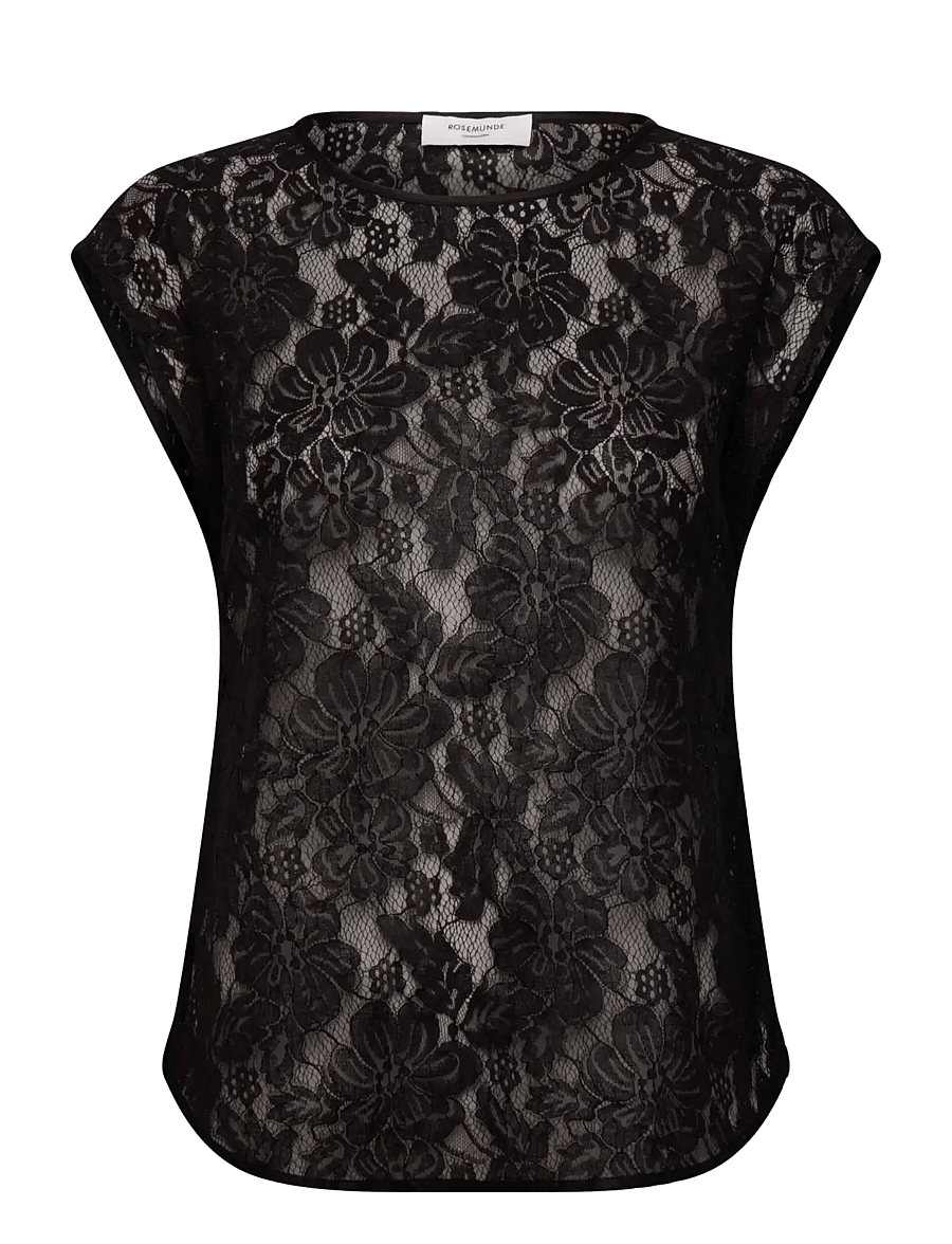 Rosemunde - RWAlice Lace SS Blouse - kortærmede bluser - black - 0