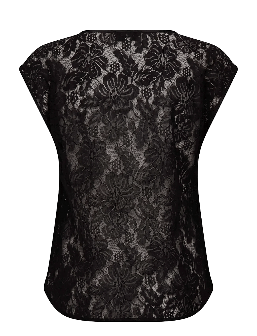 Rosemunde - RWAlice Lace SS Blouse - kortærmede bluser - black - 1
