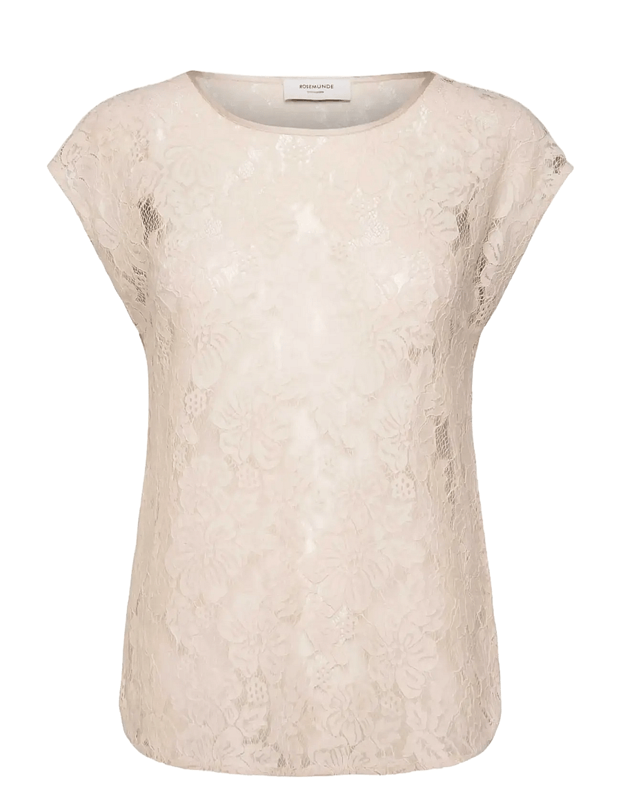 Rosemunde - RWAlice Lace SS Blouse - kurzärmelige blusen - rainy day - 0