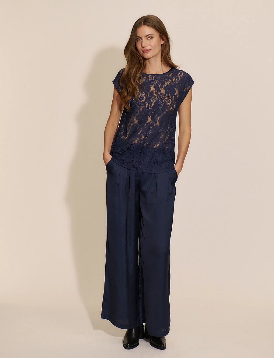 Rosemunde - RWMessina HW Wide Trousers - hosen mit weitem bein - navy - 4