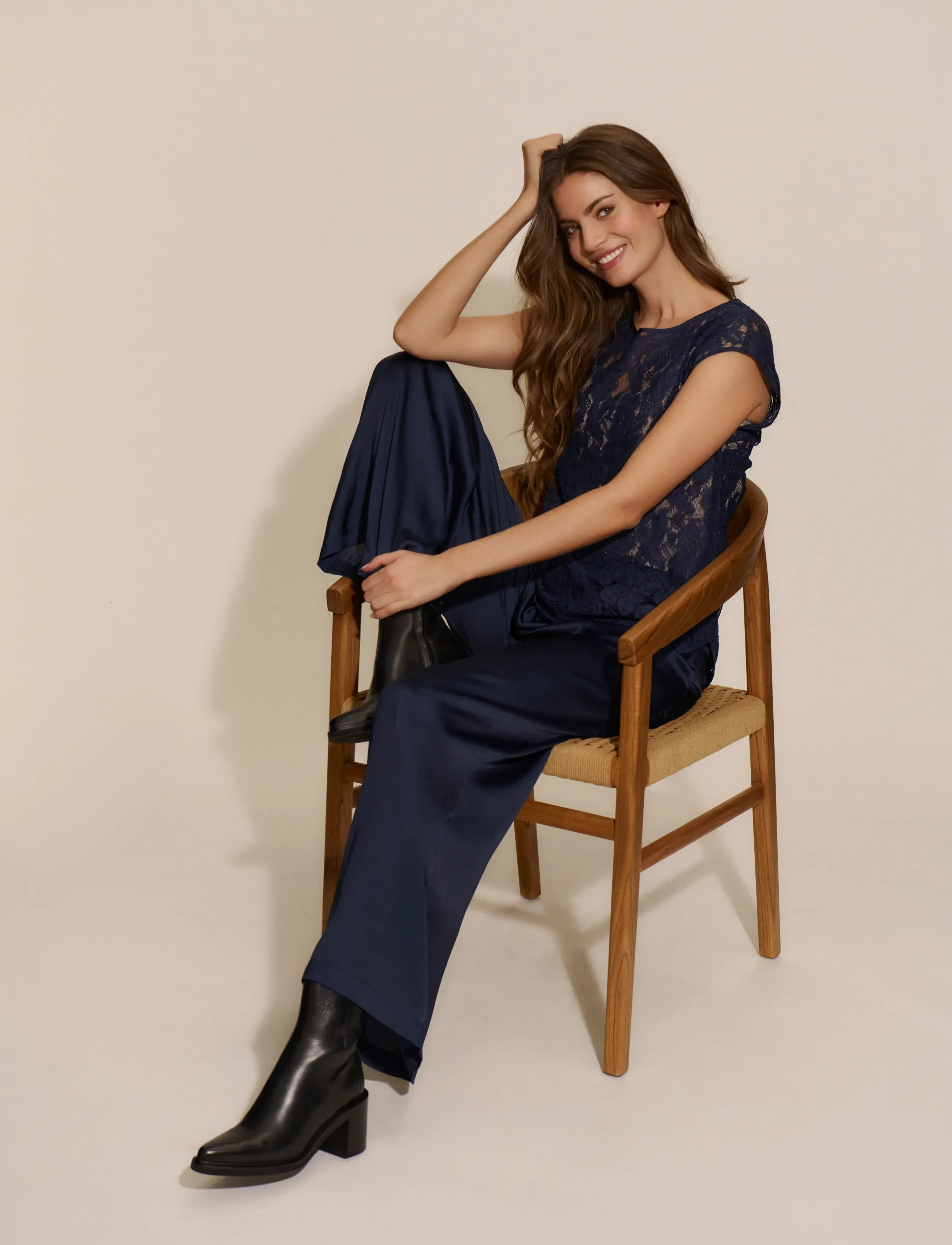 Rosemunde - RWMessina HW Wide Trousers - navy - 5