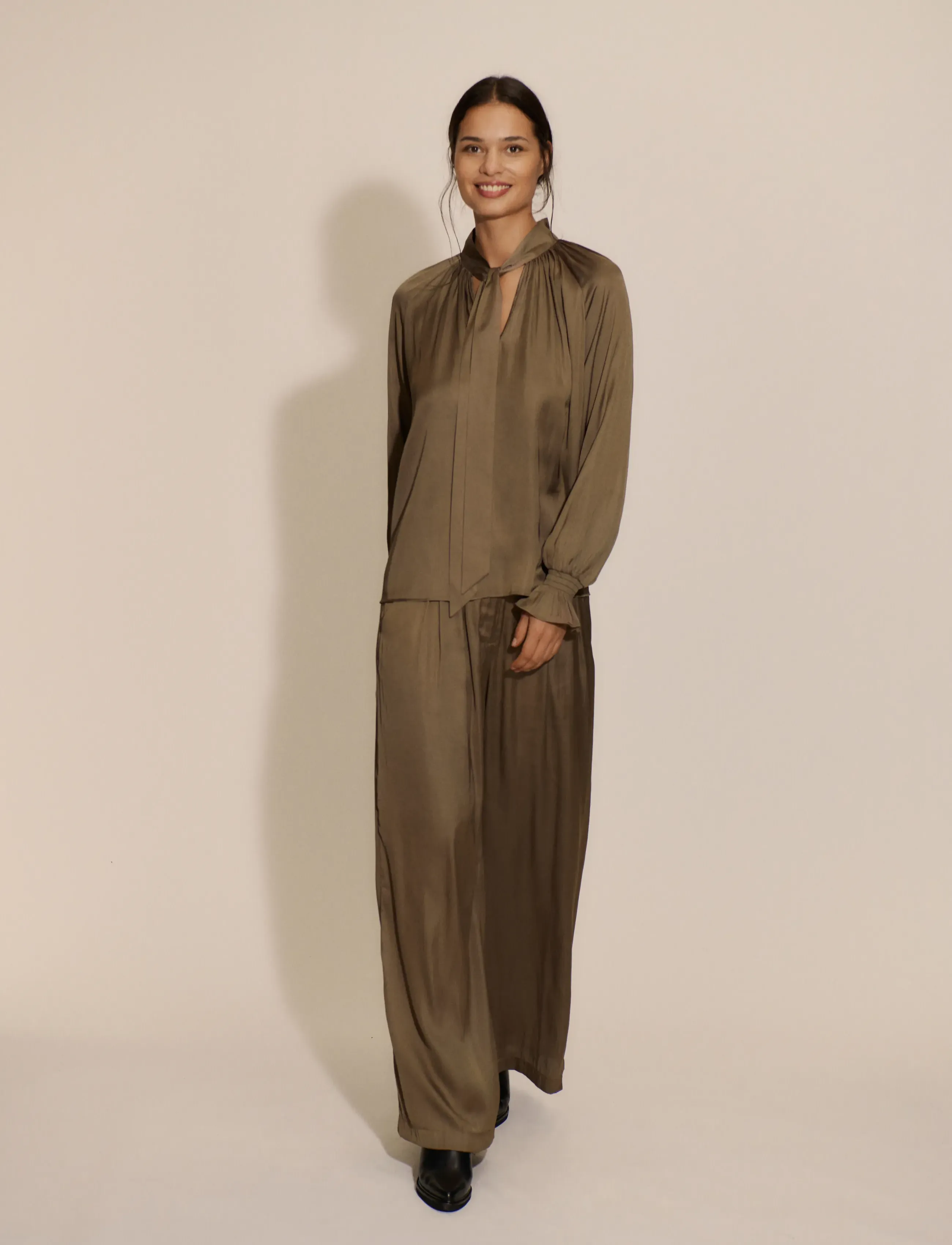 Rosemunde RWMessina HW Wide Trousers - Hosen mit weitem Bein - WALNUT / brown