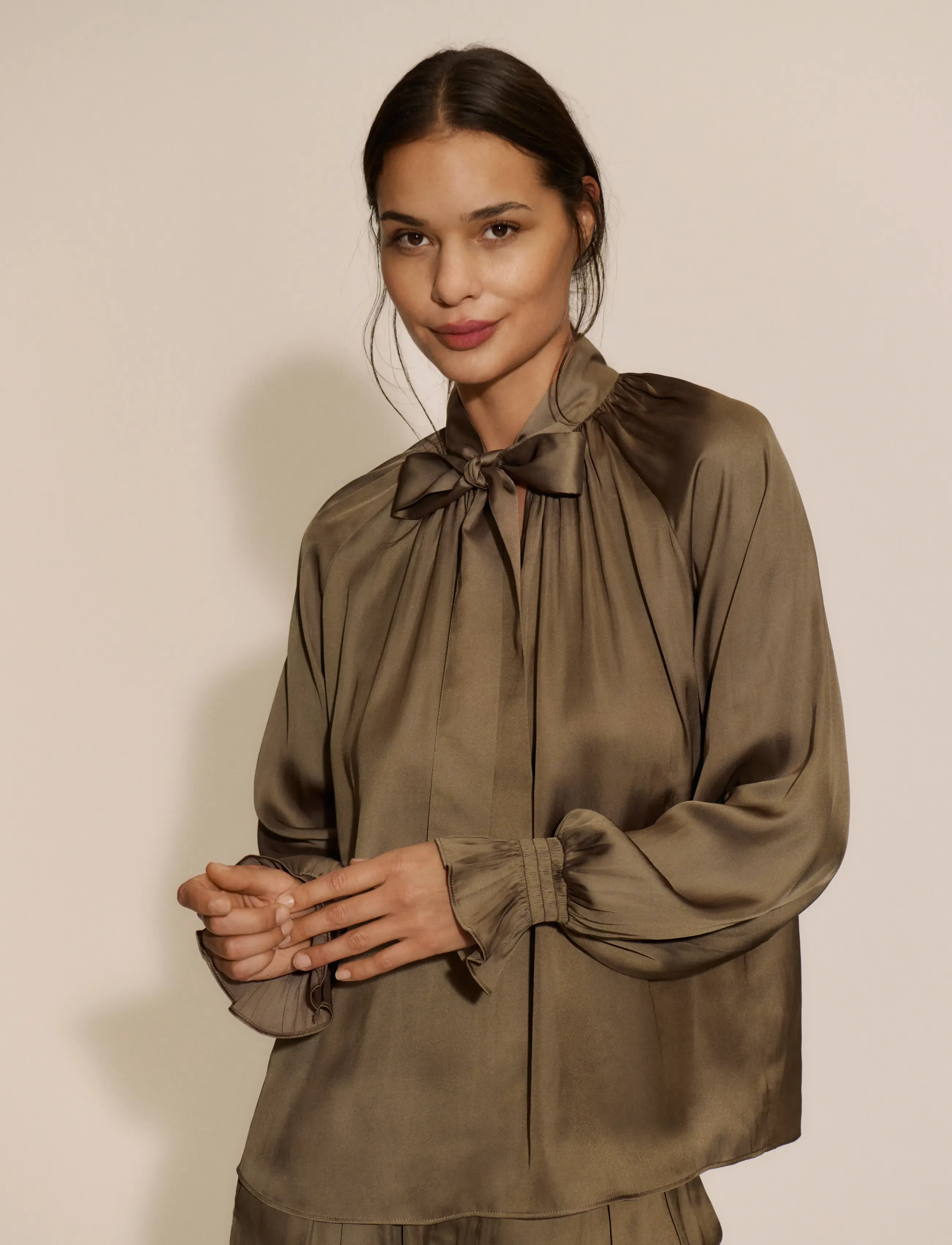 Rosemunde - RWMessina LS Tie Blouse - walnut - 0