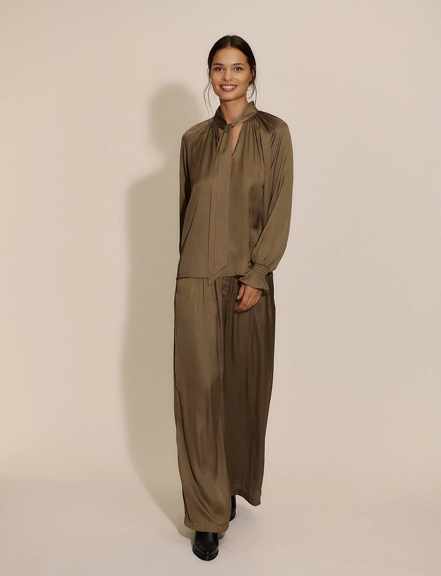 Rosemunde - RWMessina LS Tie Blouse - walnut - 3