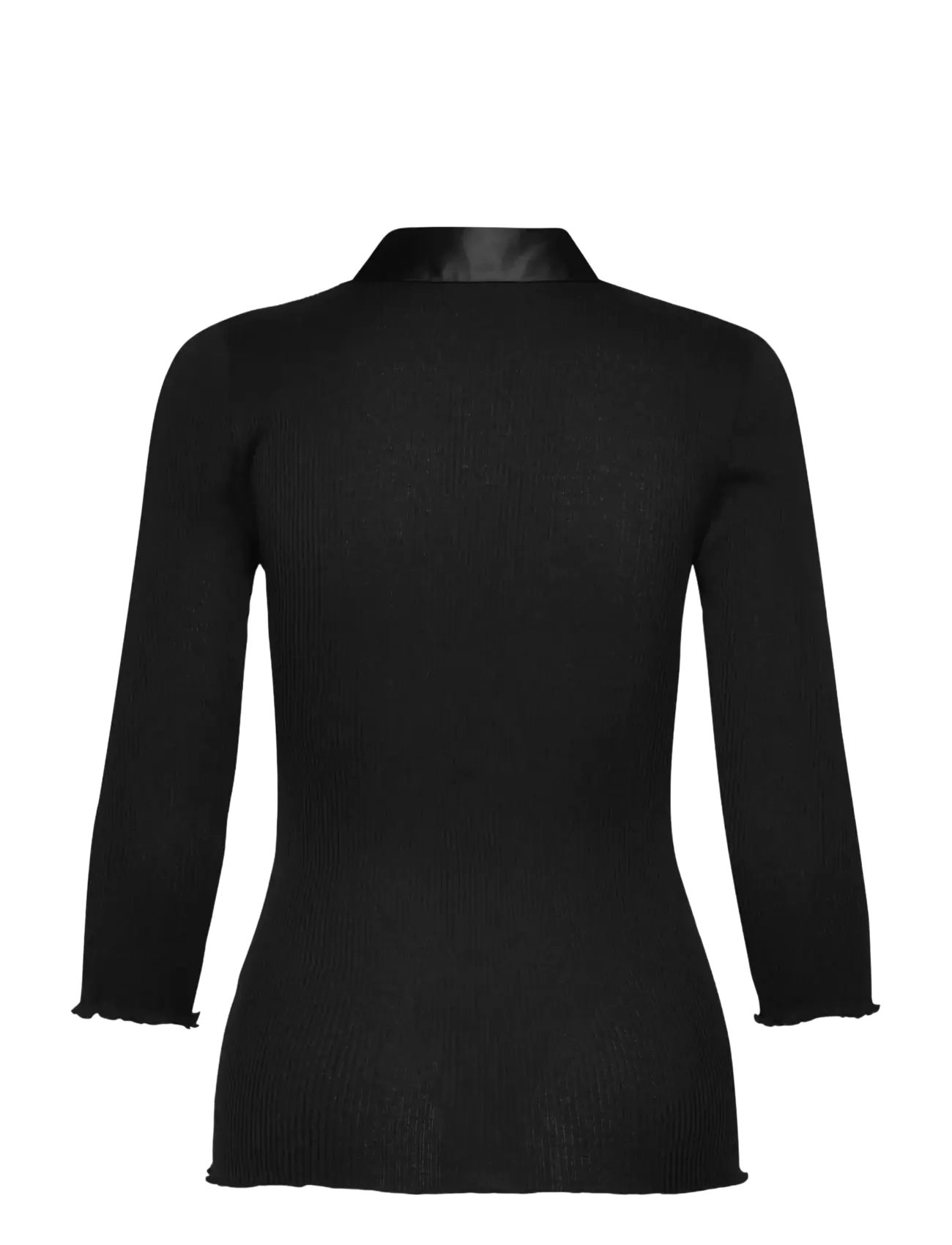 Rosemunde - RWBeatha Silk 3/4 Sleeve Satin Polo - t-särgid - black - 1