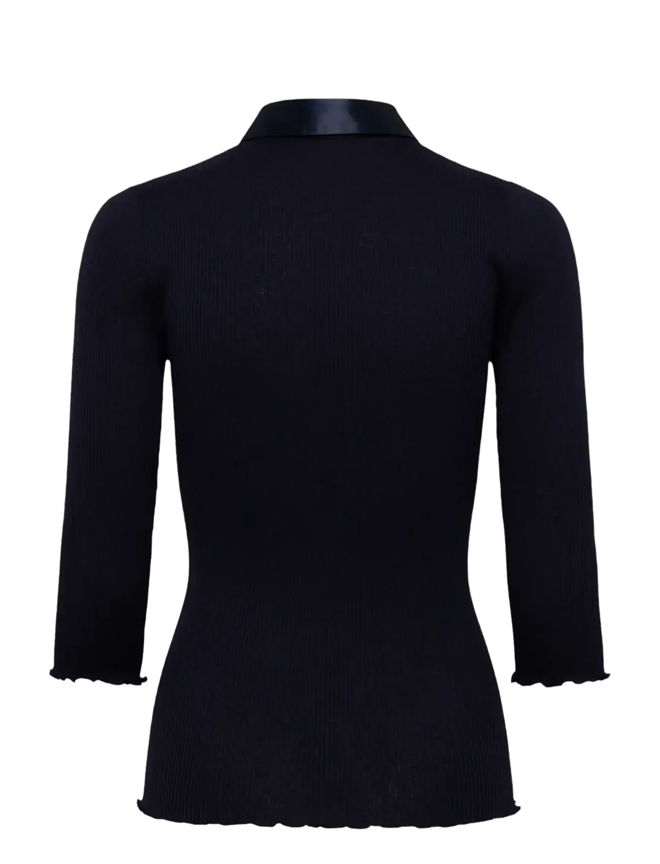 Rosemunde - RWBeatha Silk 3/4 Sleeve Satin Polo - t-shirts - navy - 1