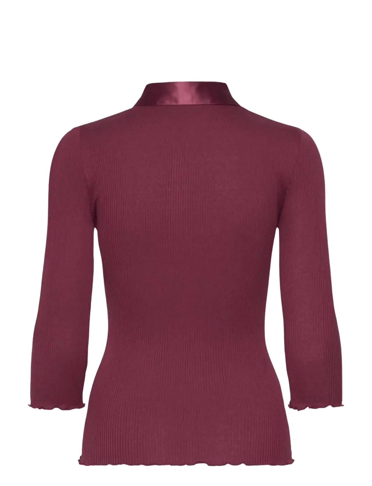 Rosemunde - RWBeatha Silk 3/4 Sleeve Satin Polo - t-shirts - windsor wine - 1