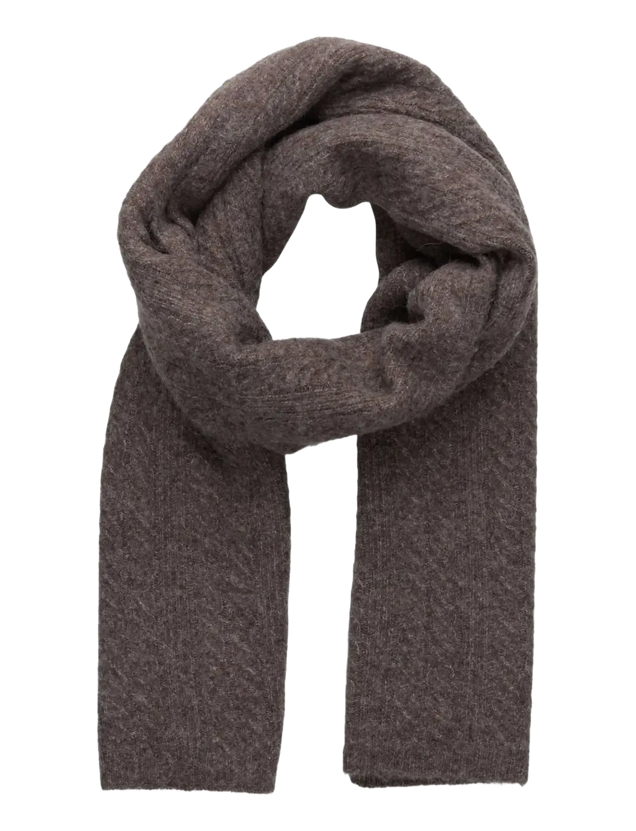 Rosemunde RWTinker Wool Blend Cable Scarf - Accessoires - BROWN GREY MEL / brown