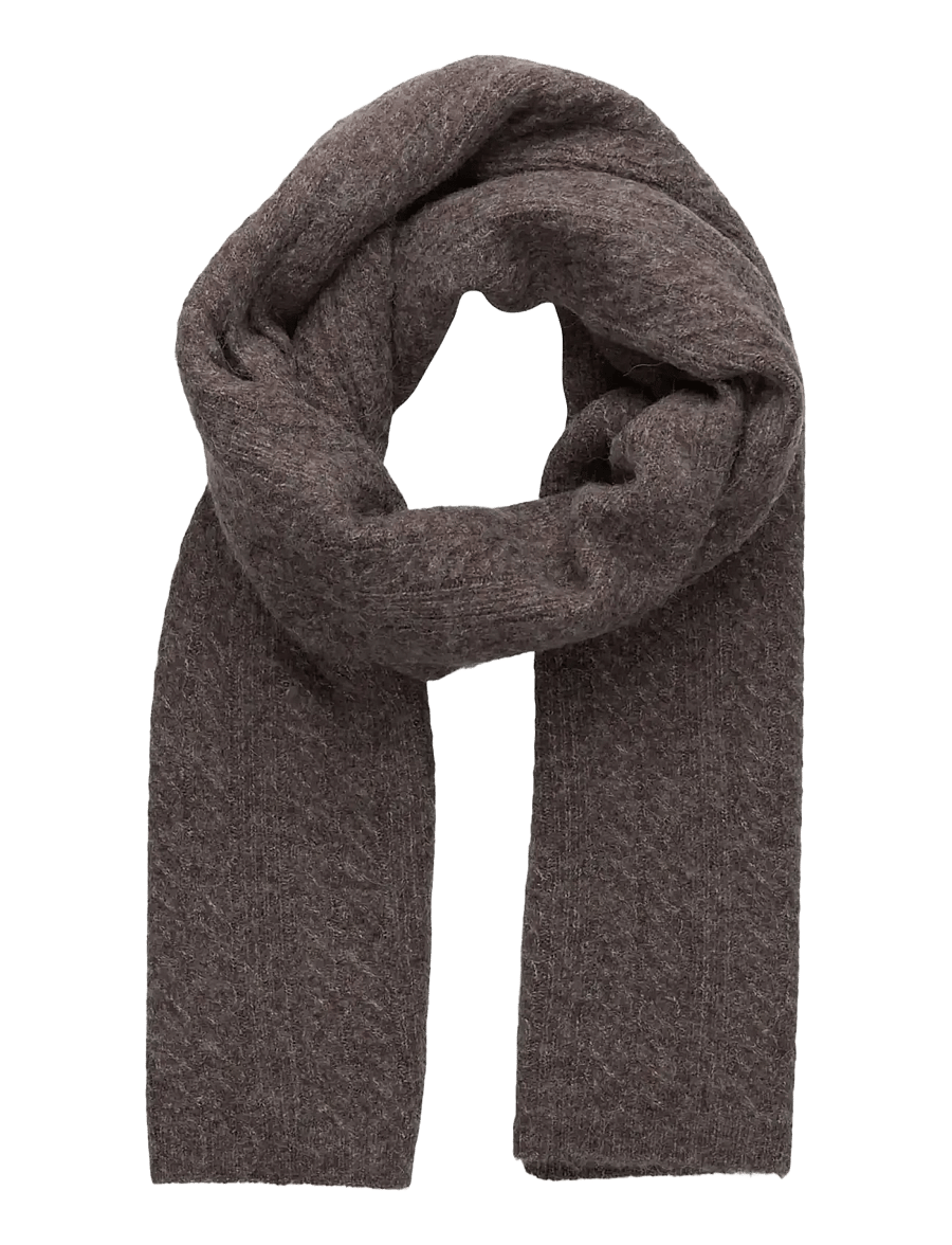 Rosemunde - RWTinker Wool Blend Cable Scarf - brown grey mel - 1
