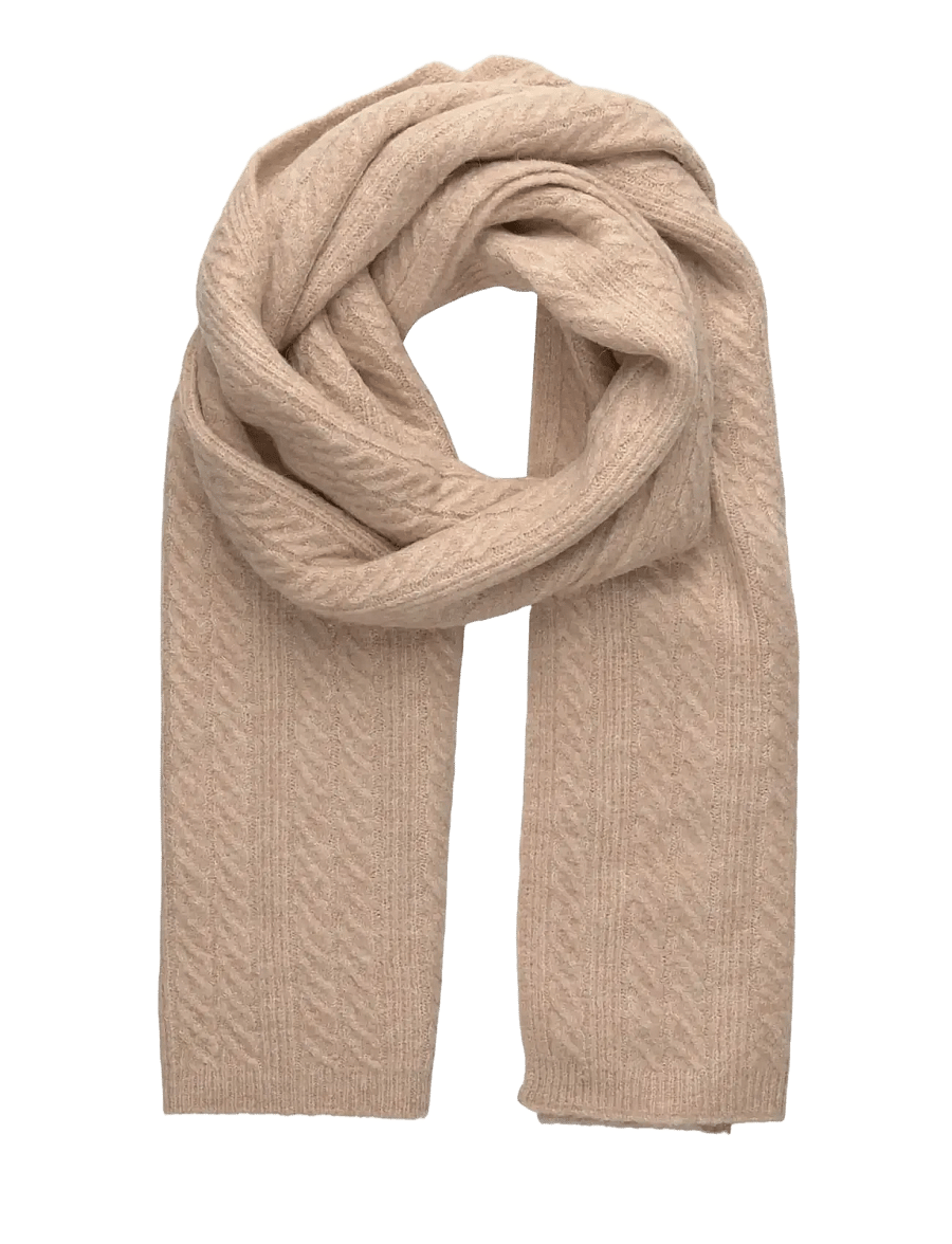 Rosemunde - RWTinker Wool Blend Cable Scarf - talvesallid - oat meal melange - 0
