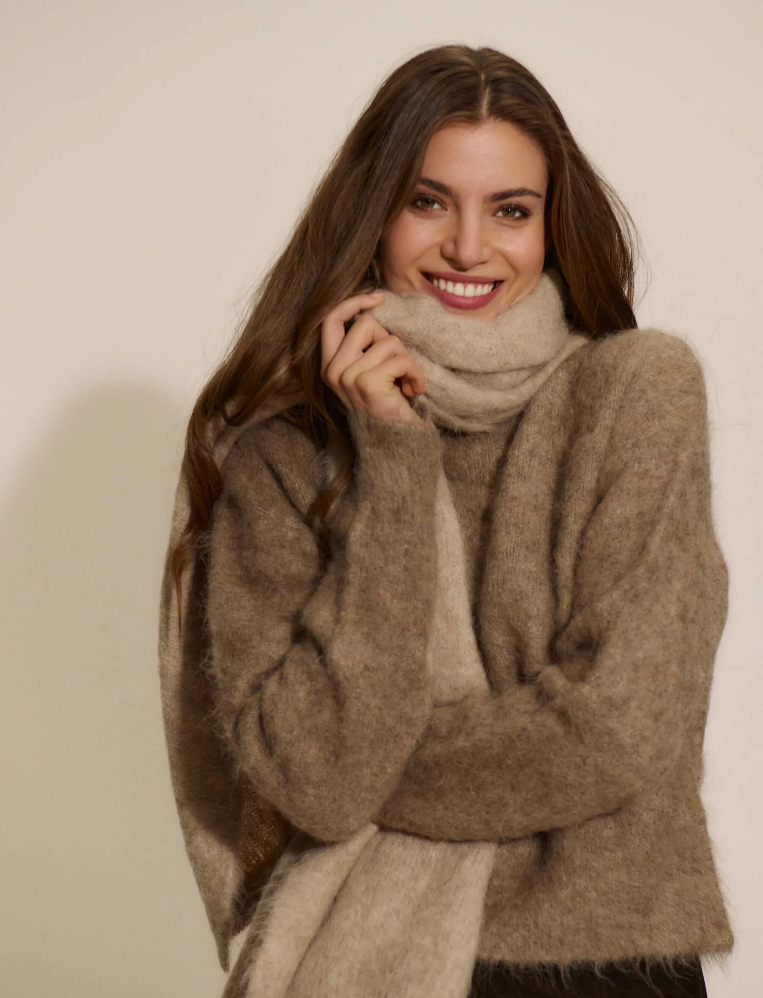 Rosemunde - RWFurry Alpaca Scarf - oat melange - 3