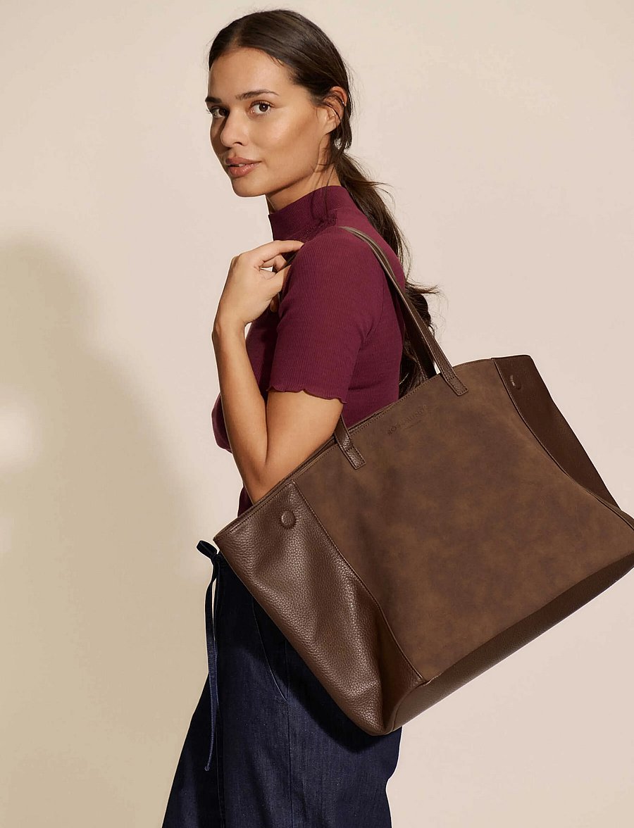 Rosemunde - RBMunich Mix Large Shoulder Bag - Õlakotid - dark chocolate gold - 0