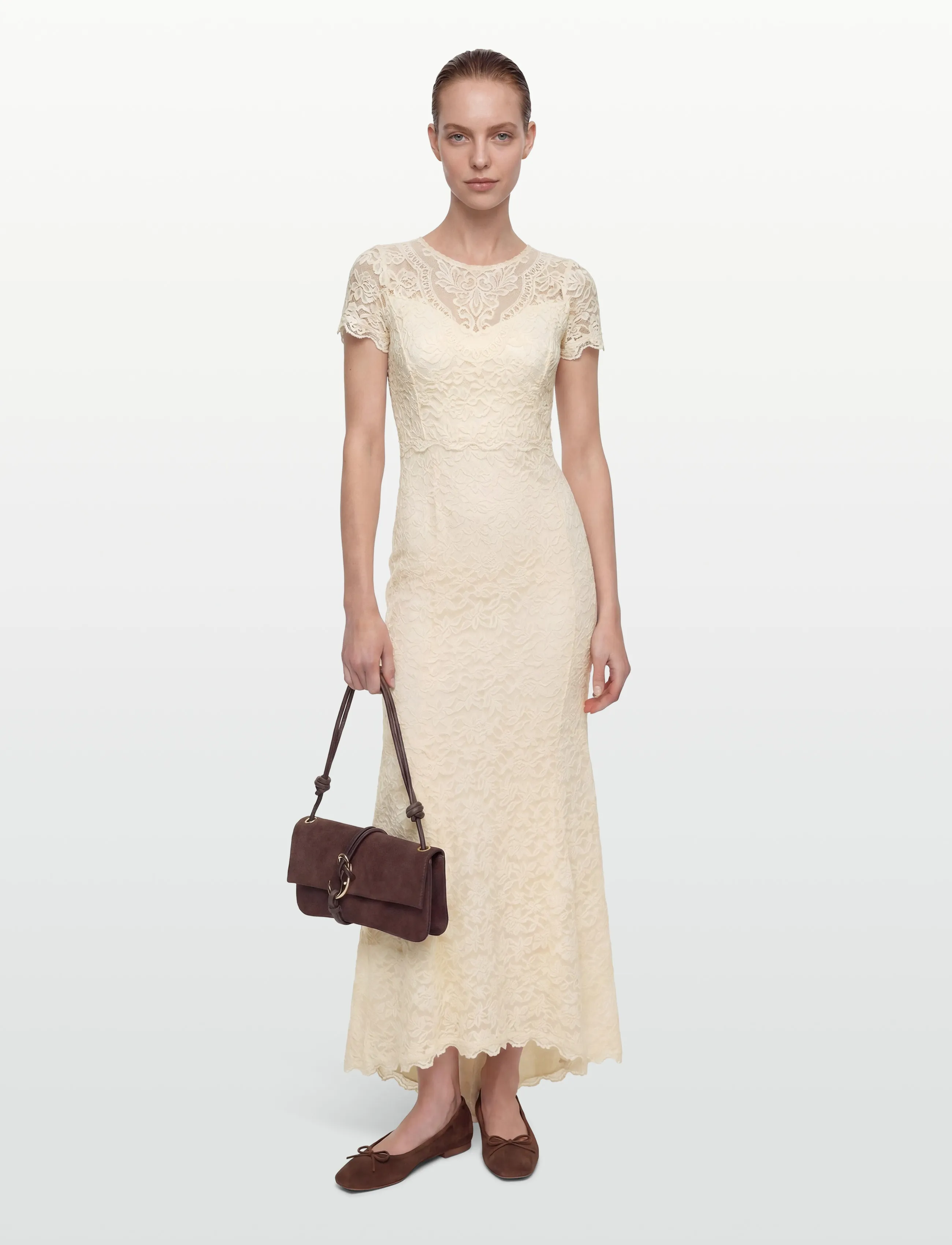 Rosemunde RWDelicia SS Long Bridal Dress w. T - Nyheter - IVORY / cream