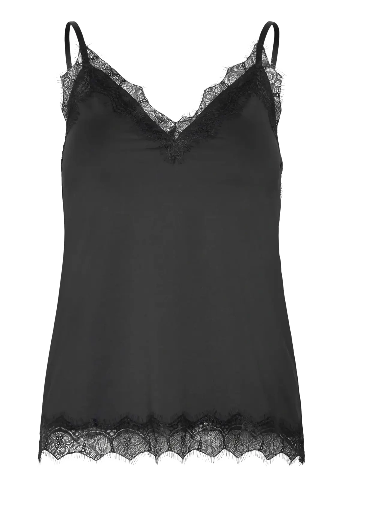 Rosemunde RWBridget SL Lace Strap Top - Kleidung - BLACK / black