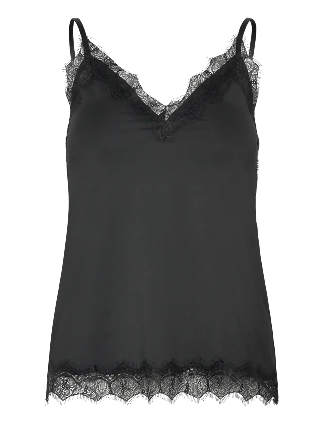 Rosemunde RWBridget SL Lace Strap Top - Ærmeløse toppe - BLACK / black