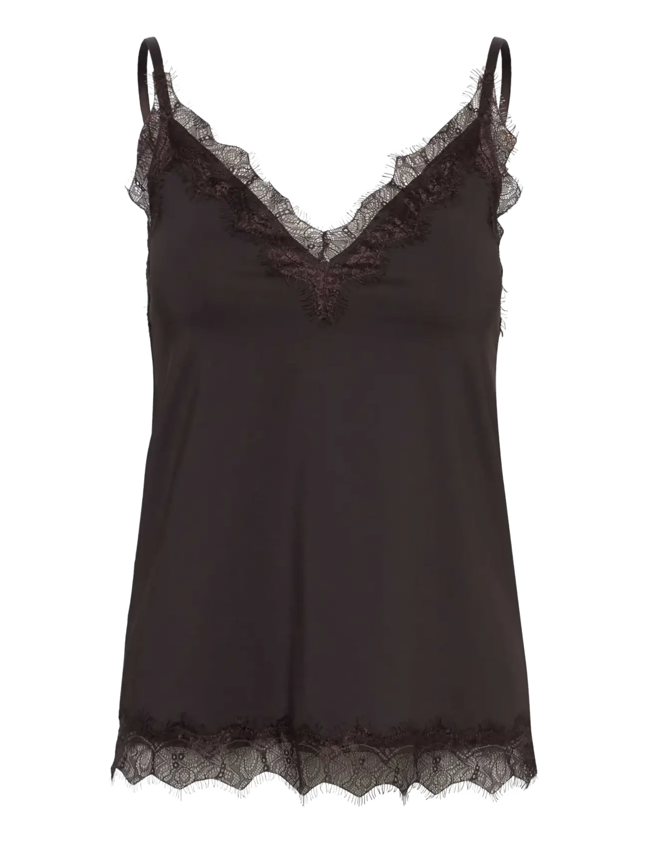 Rosemunde RWBridget SL Lace Strap Top - Tanktops - MOLE / brown
