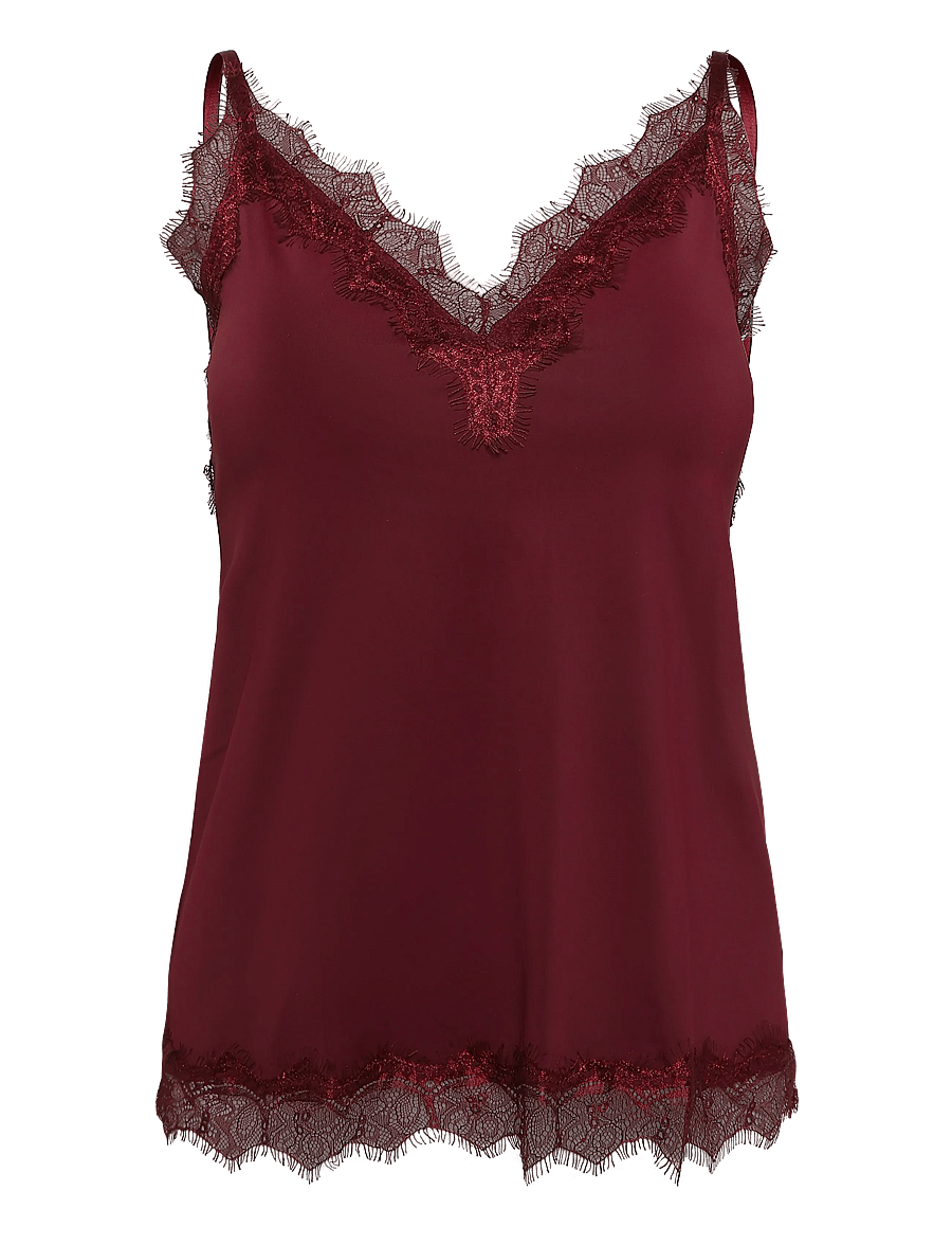 Rosemunde - RWBridget SL Lace Strap Top - linnen - windsor wine - 0