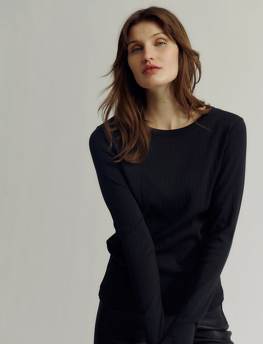 Rosemunde - RWBelmo Pointelle LS T-shirt - black - 0