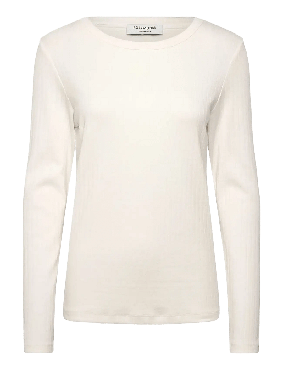 Rosemunde - RWBelmo Pointelle LS T-shirt - long-sleeved tops - cloud dancer - 1