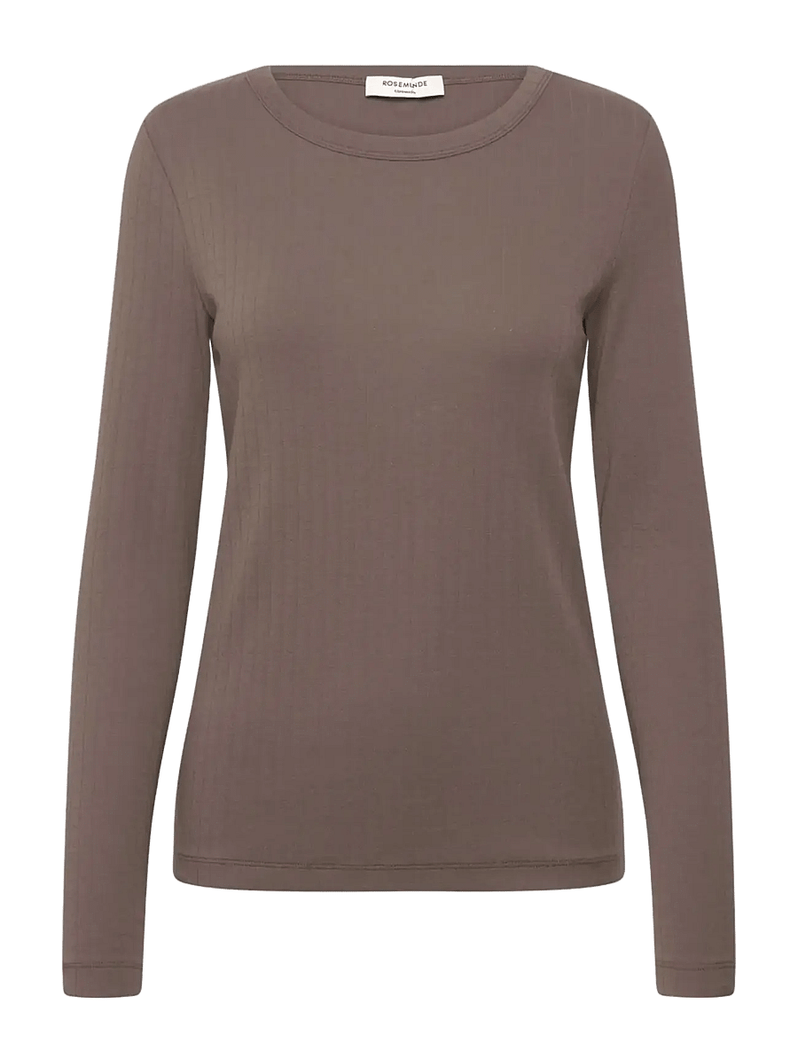 Rosemunde - RWBelmo Pointelle LS T-shirt - långärmade toppar - falcon - 0
