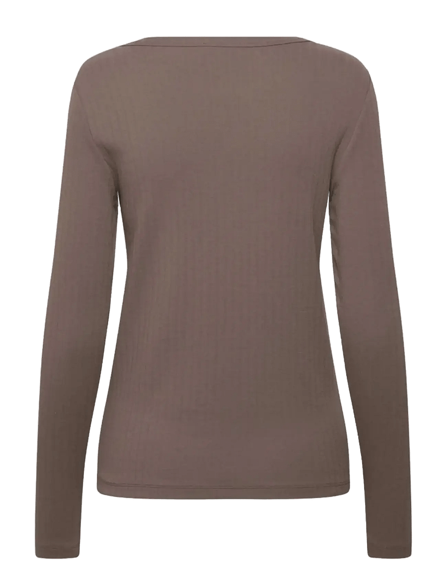 Rosemunde - RWBelmo Pointelle LS T-shirt - långärmade toppar - falcon - 1