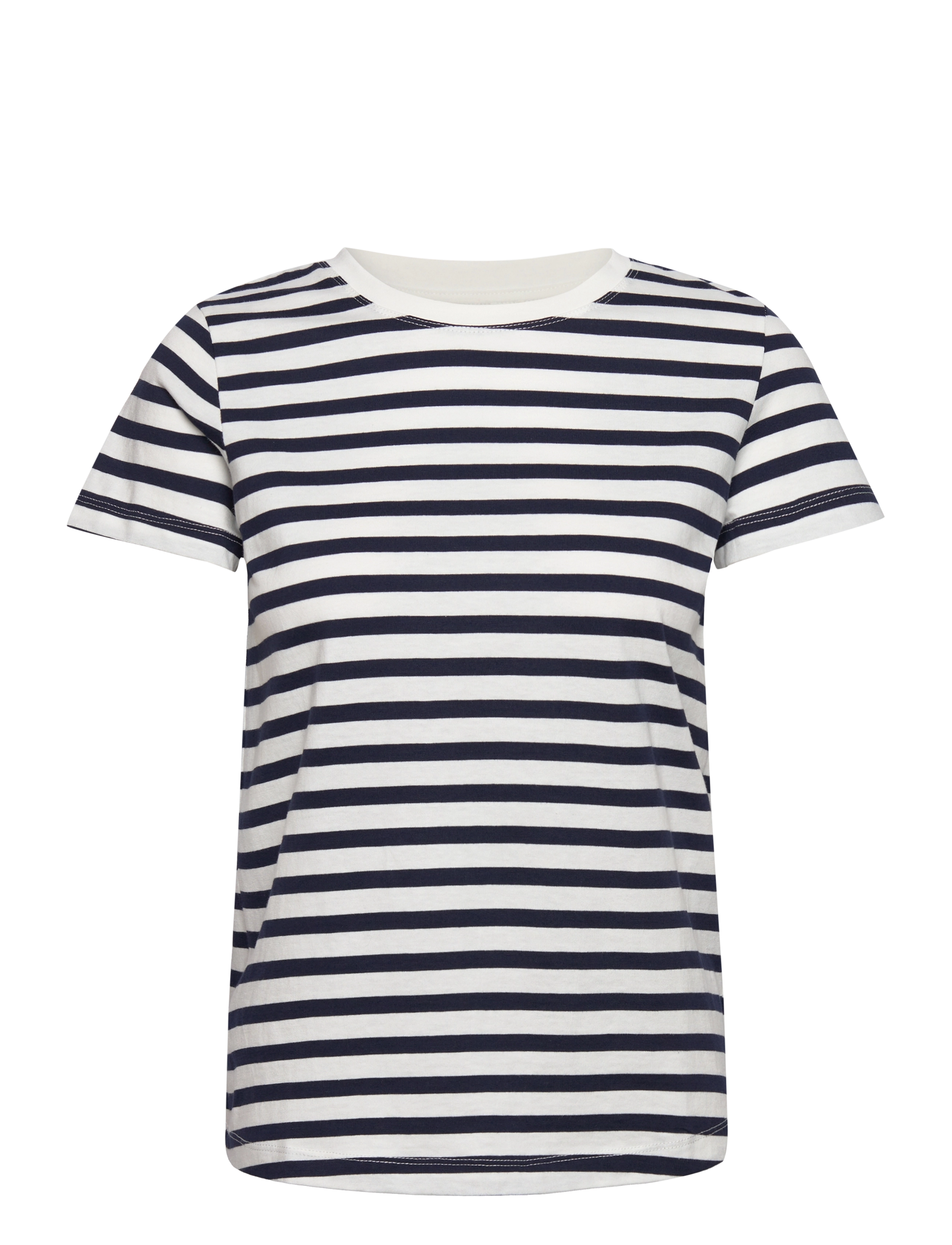 Organic t-shirt - NEW WHITE W/ NAVY STRIPE PRINT