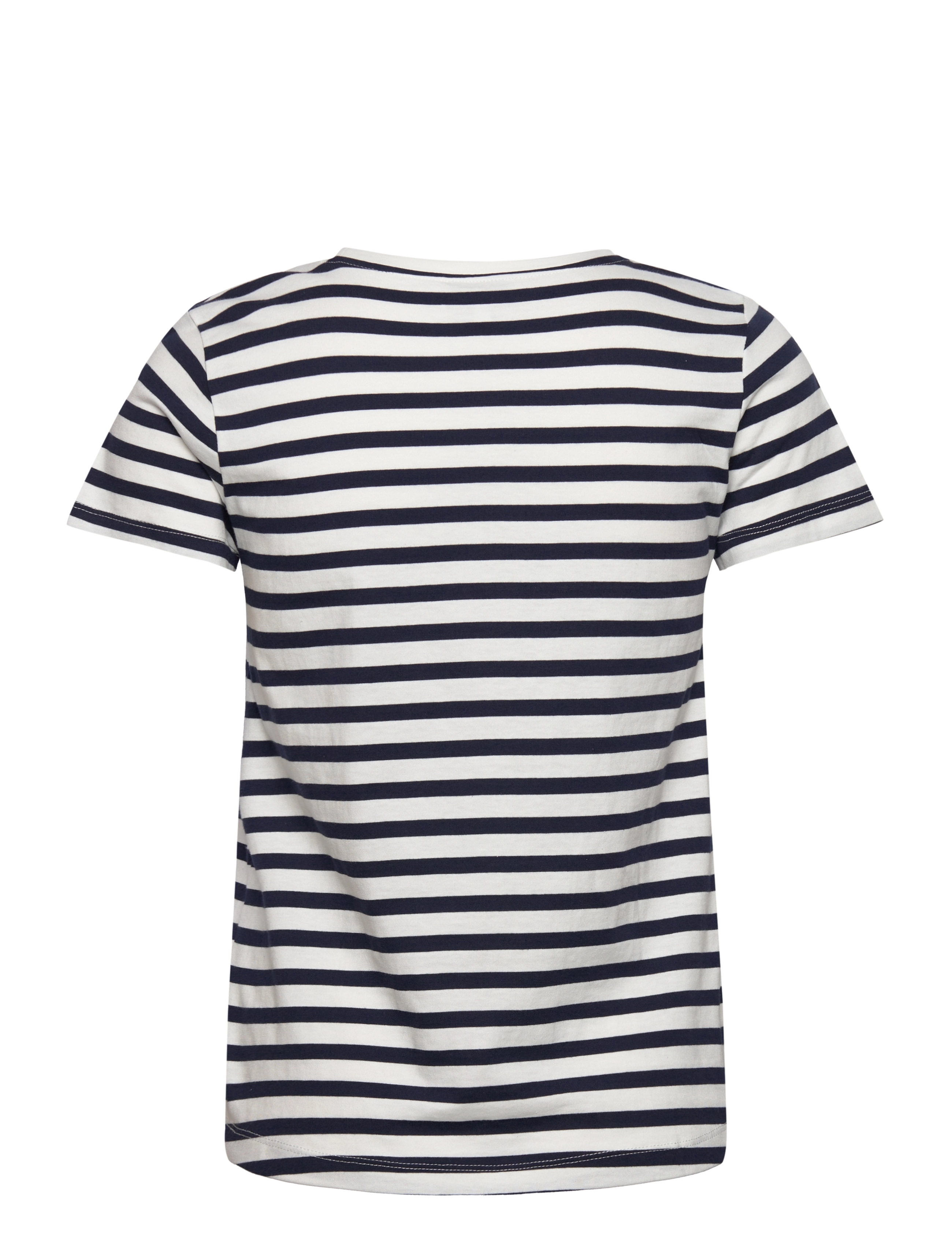 Rosemunde - Organic t-shirt - new white w/ navy stripe print - 1