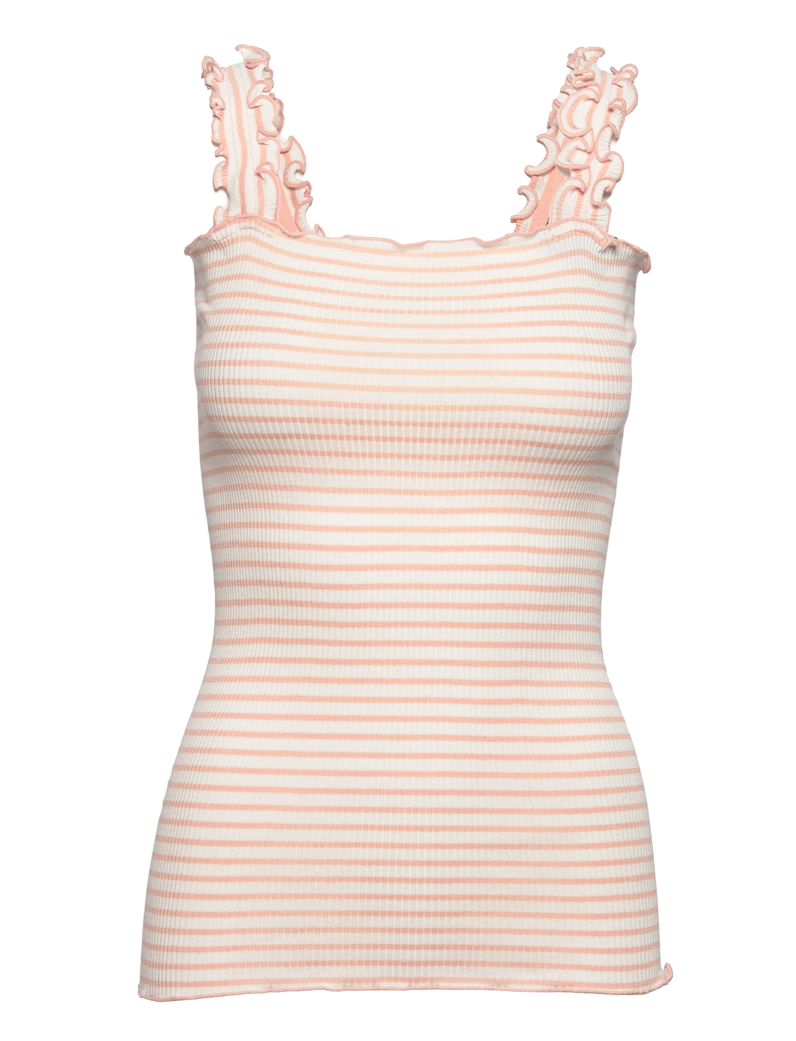 Rosemunde - Silk top - ivory peachy rose stripe - 0
