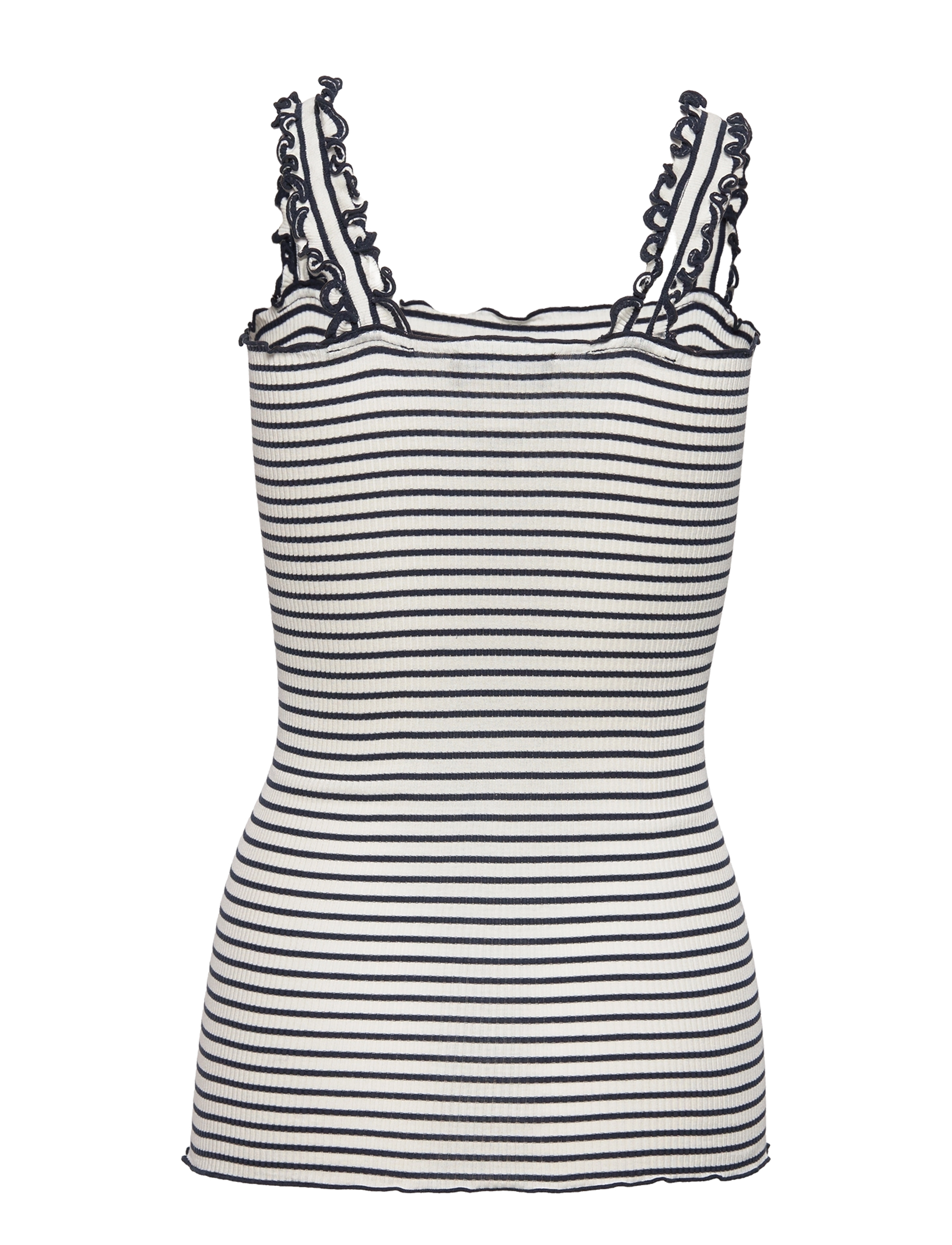 Rosemunde - Silk top - ivory navy stripe - 1