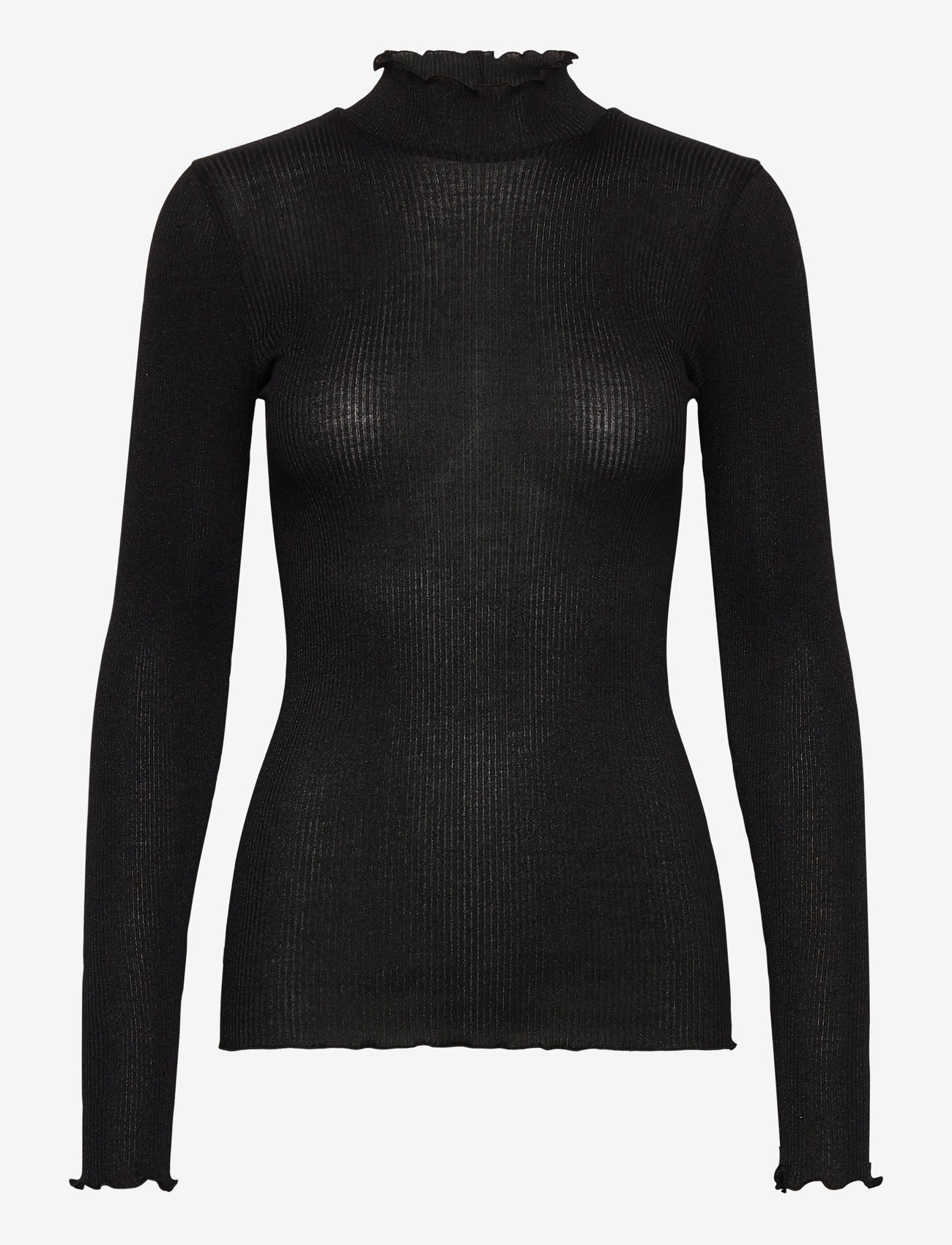 Rosemunde - RWBoston Lurex LS T-neck T-shirt - långärmade toppar - black - 0