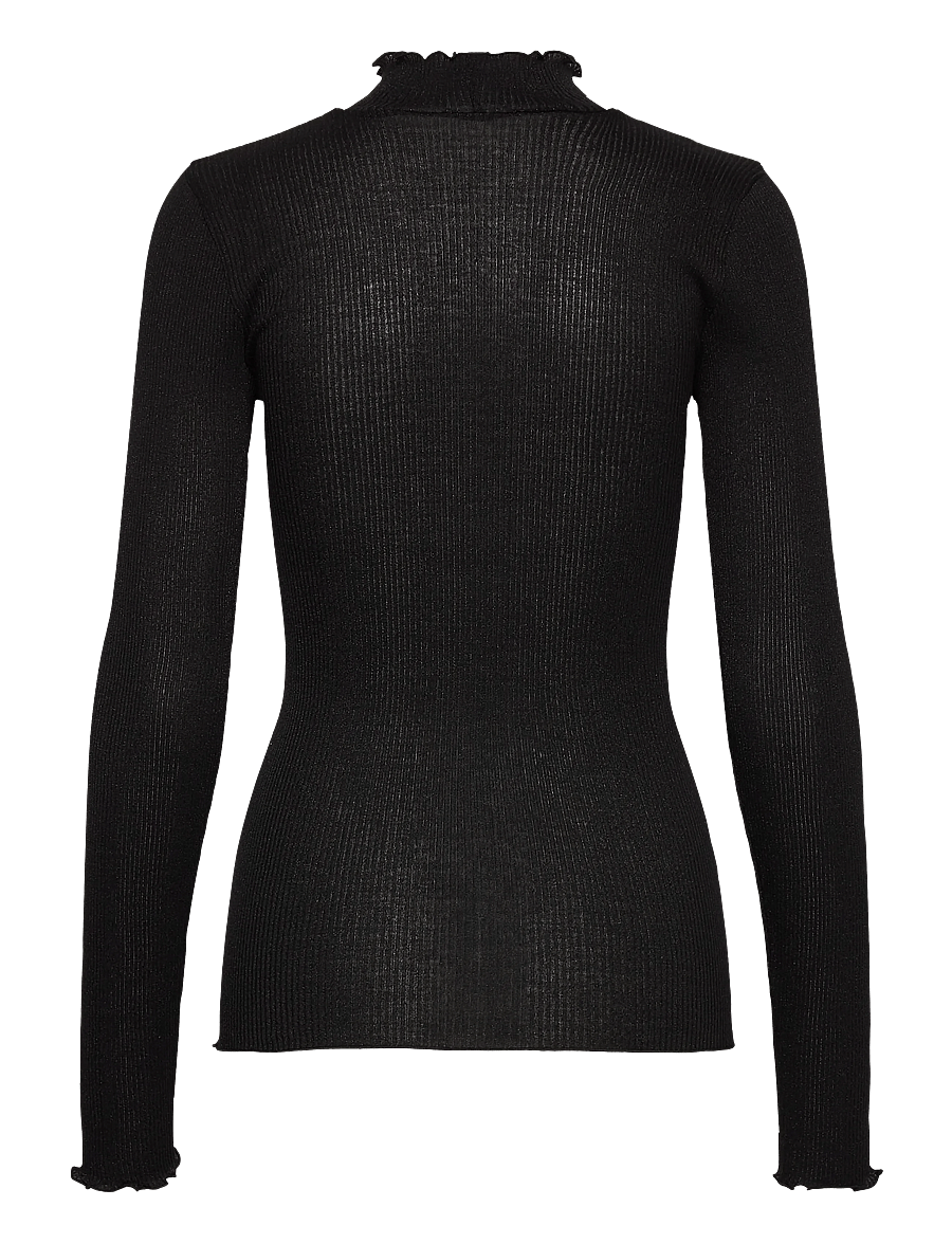 Rosemunde - RWBoston Lurex LS T-neck T-shirt - langärmlige tops - black - 1