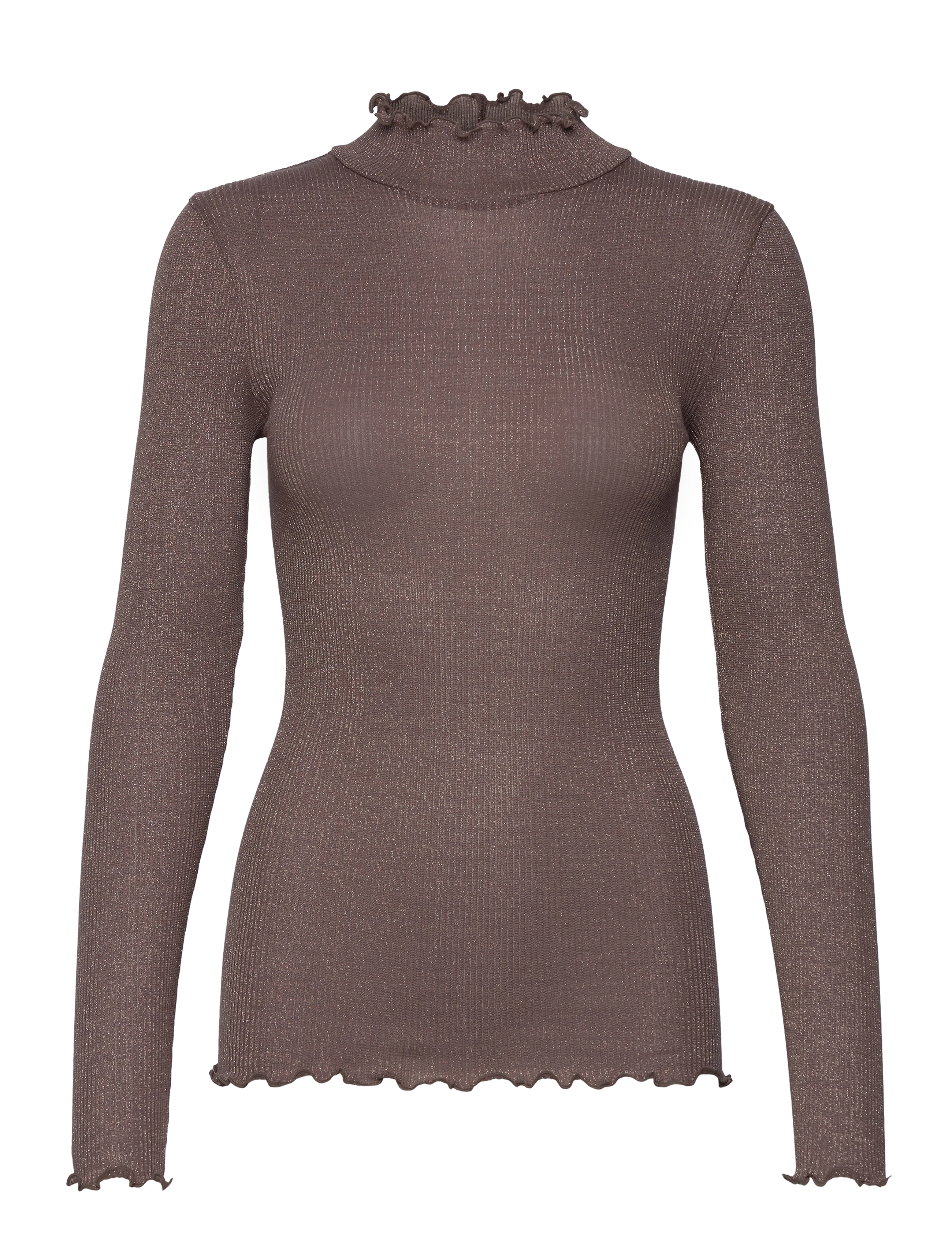 ROSEMUNDE Rwboston Lurex Ls T-Neck T-Shirt Braun - L - Damen