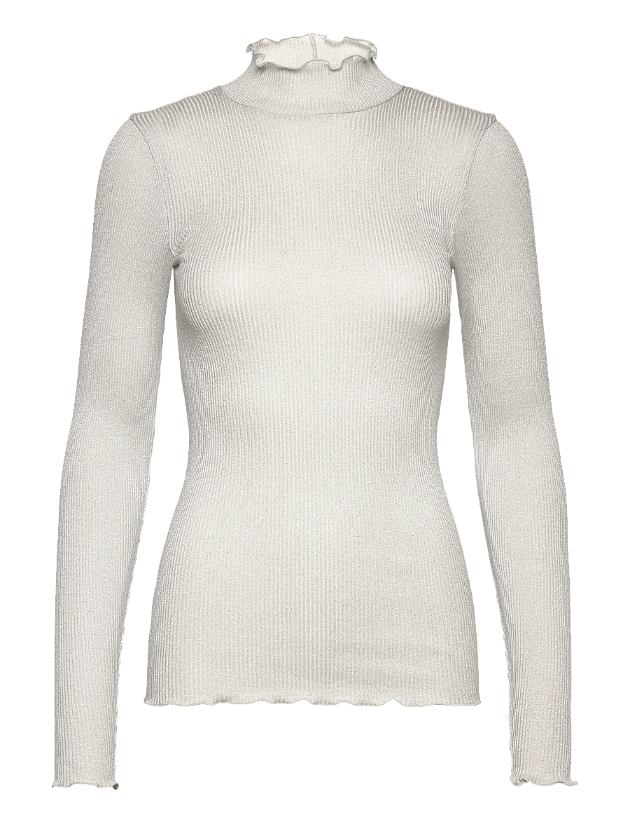 Rosemunde - RWBoston Lurex LS T-neck T-shirt - langärmlige tops - new white - 0