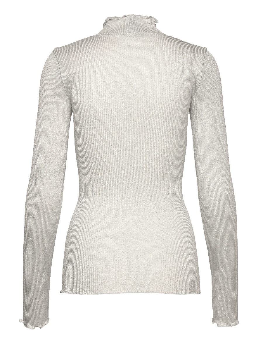 Rosemunde - RWBoston Lurex LS T-neck T-shirt - langärmlige tops - new white - 1