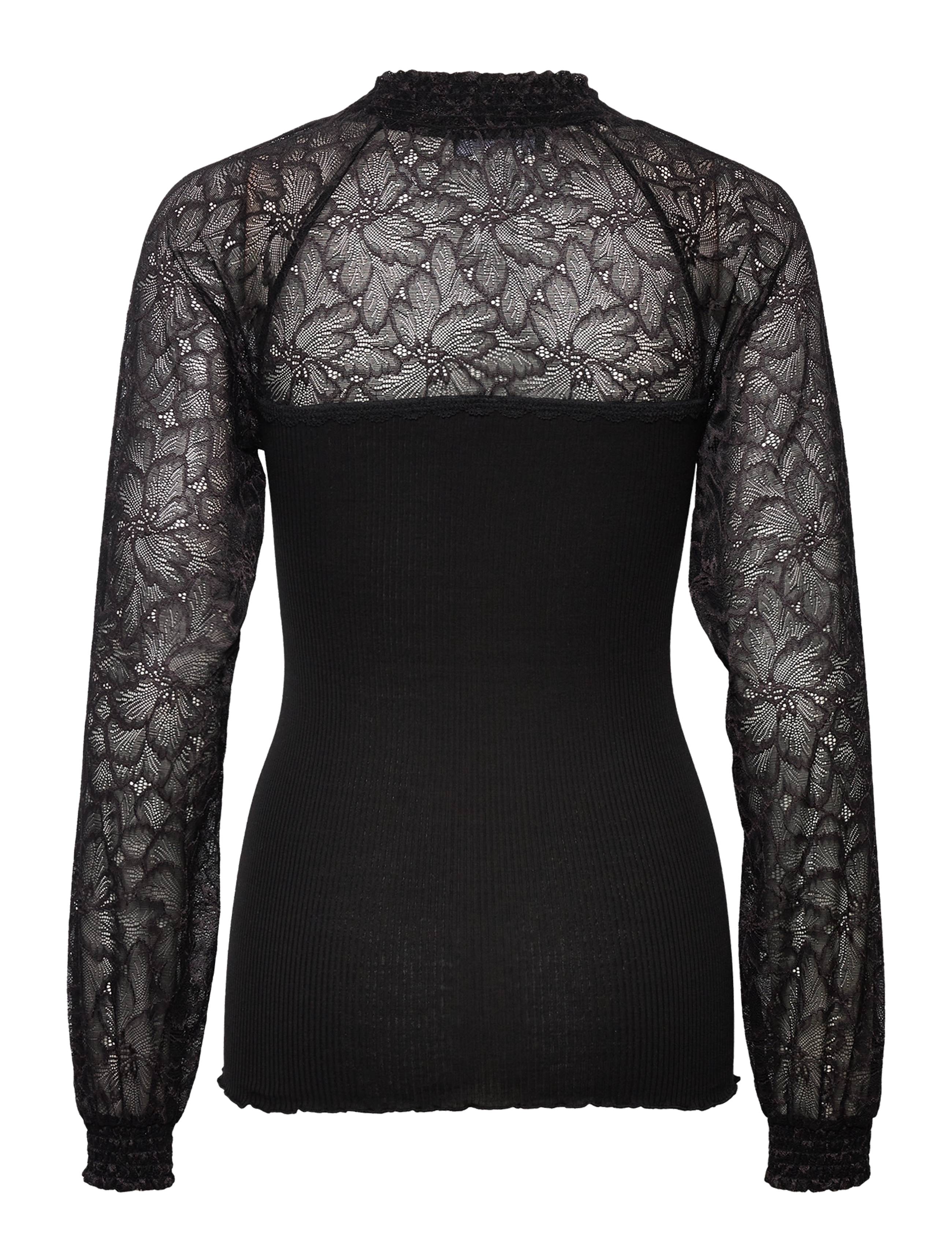 Rosemunde - Silk t-shirt w/ lace - black - 1