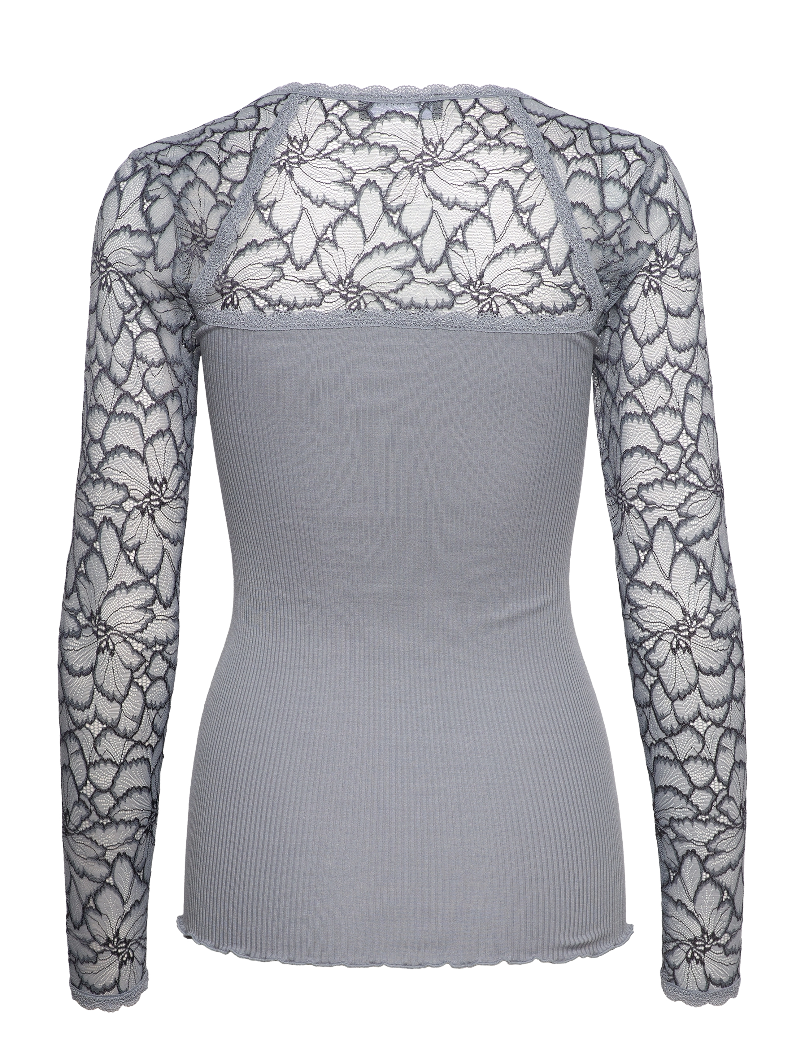 Rosemunde - Silk t-shirt w/ lace - tradewinds w/ darker blue - 1