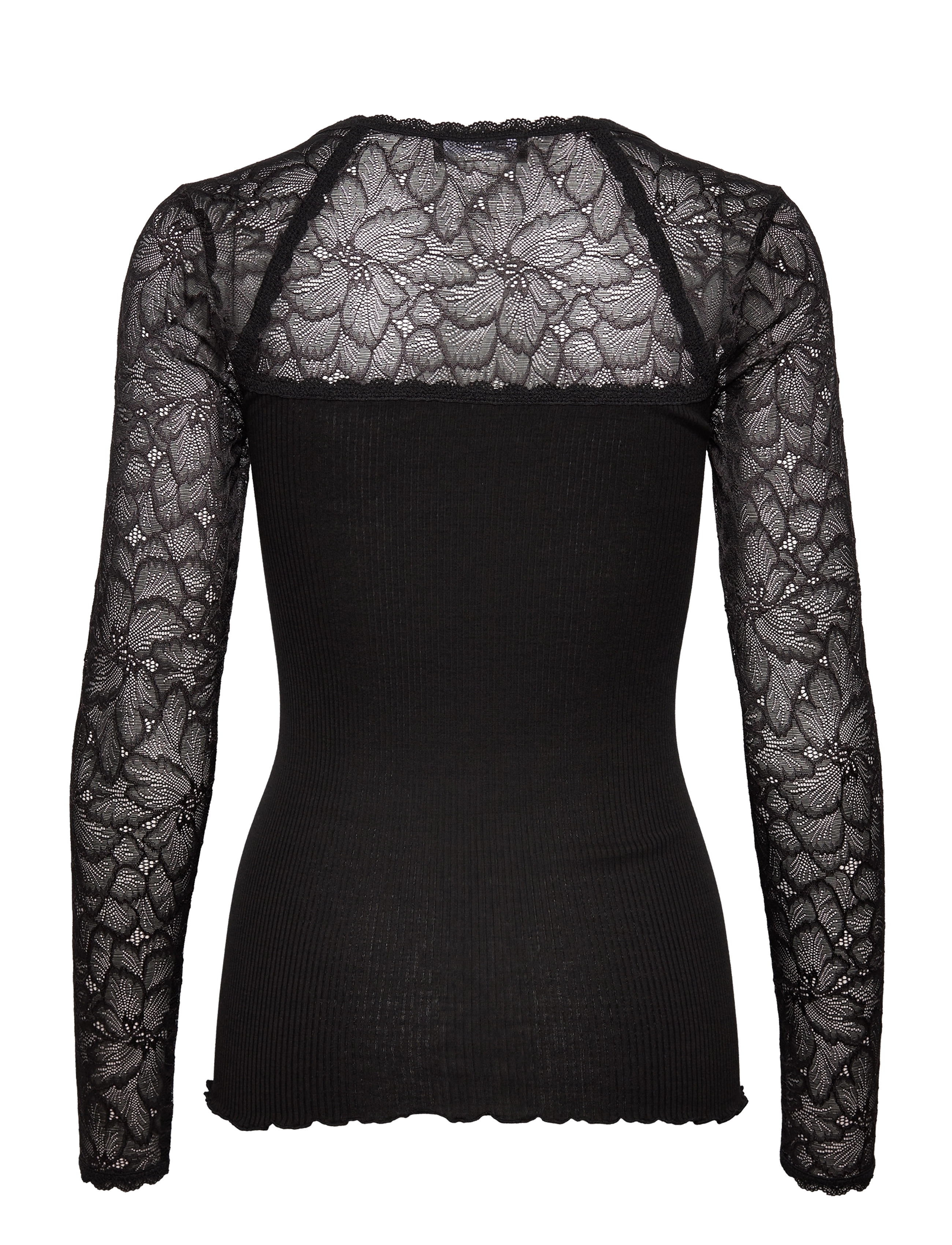 Rosemunde - Silk t-shirt w/ lace - black - 1