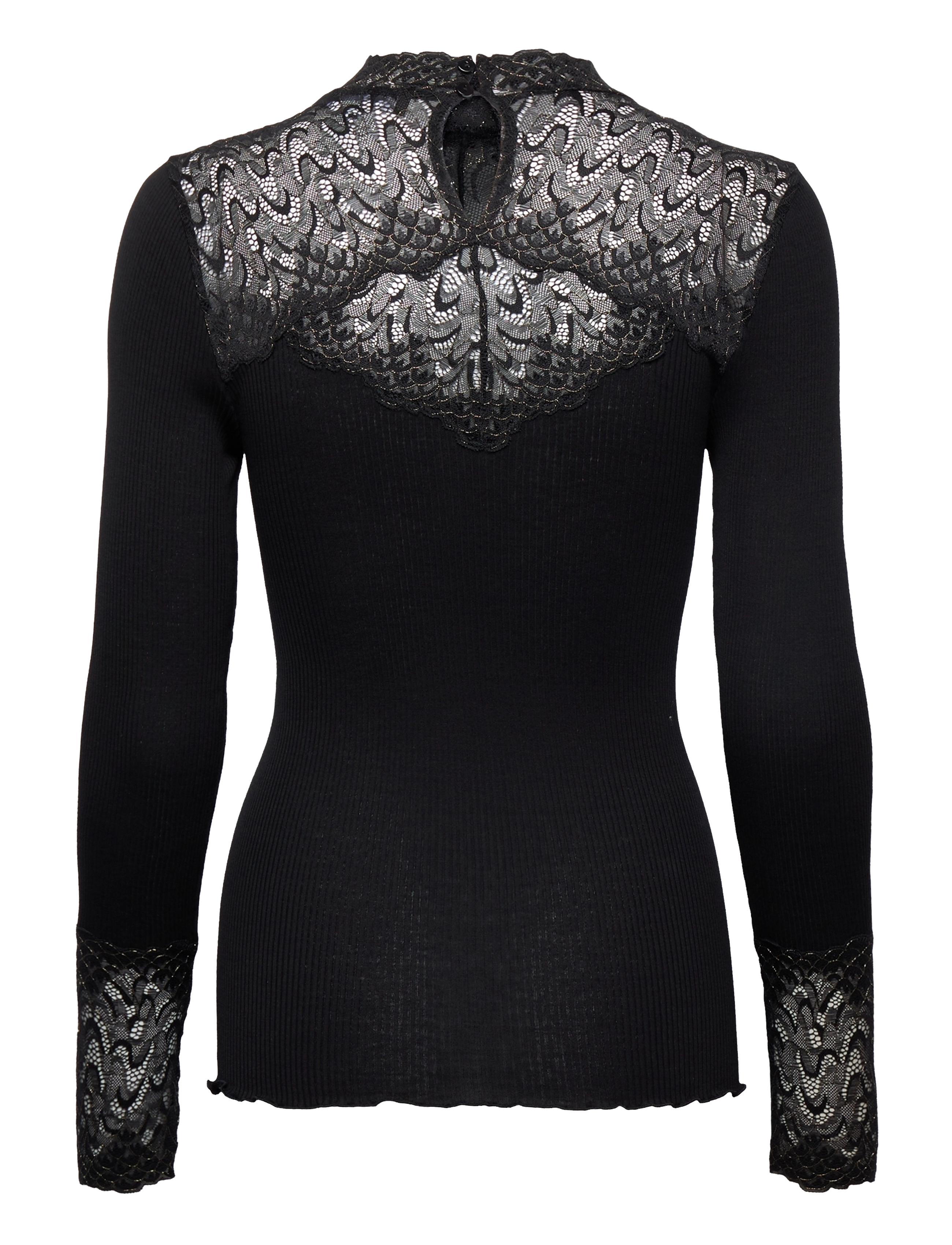 Rosemunde - Silk t-shirt w/ lace - black w/ gold - 1