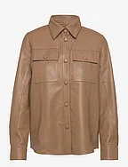 Leather shirt - CAMEL