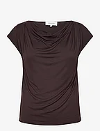 Linnen t-shirt - BLACK BROWN