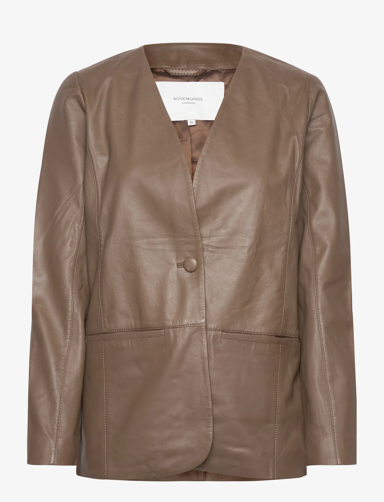 Rosemunde - Leather jacket - kevättakit - dark portobello brown - 0