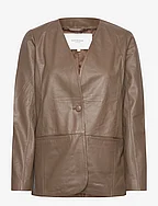 Leather jacket - DARK PORTOBELLO BROWN
