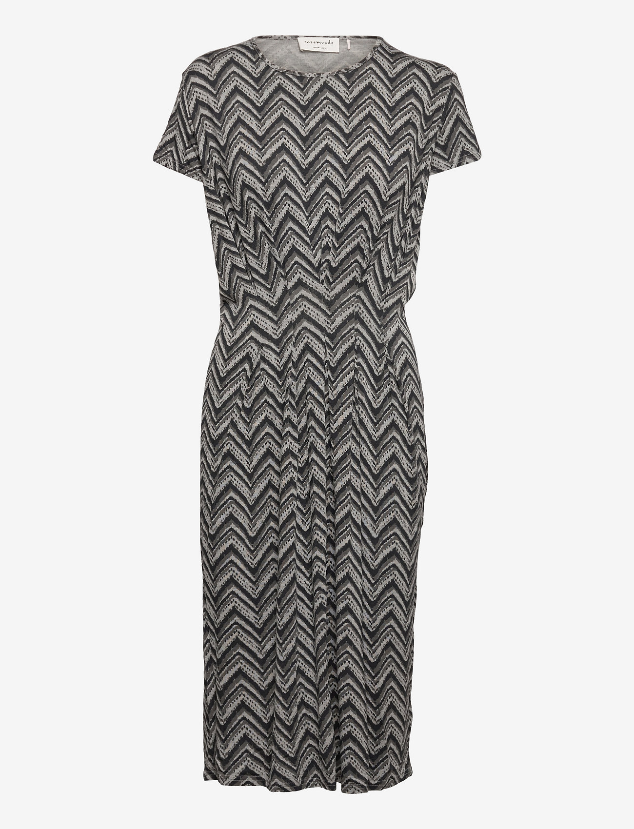 Rosemunde - Dress ss - midi dresses - grey zig zag print - 0