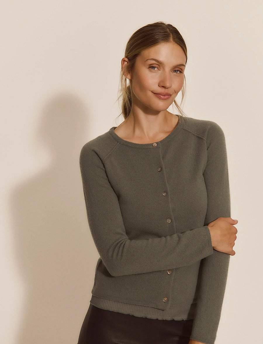 Rosemunde - RWLaica Cashmere LS O-neck Raglan Cardigan - kaschmir - balsam green - 0