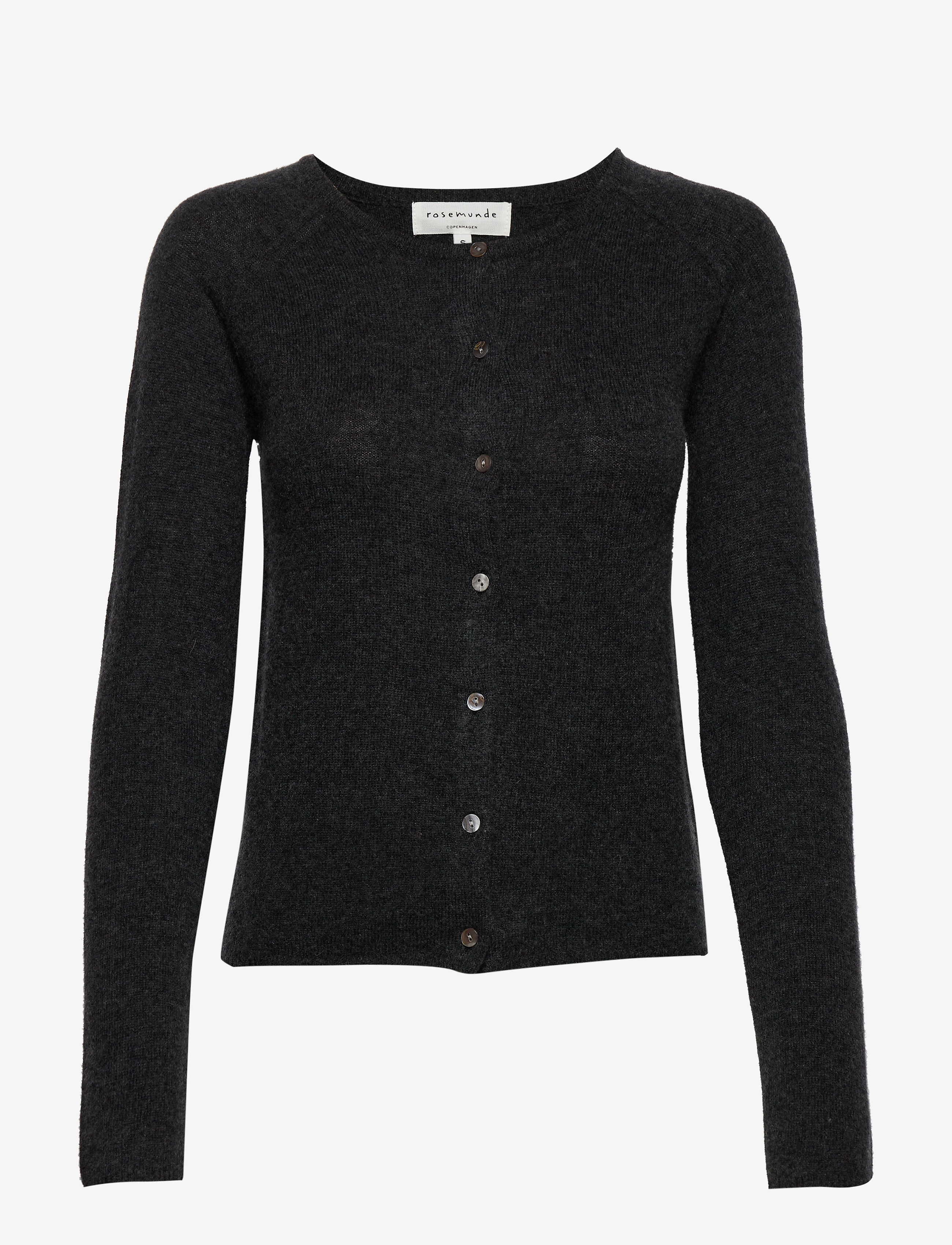 Rosemunde RWLaica LS O-neck Raglan Cardigan - Kleding - DARK GREY MELANGE / black