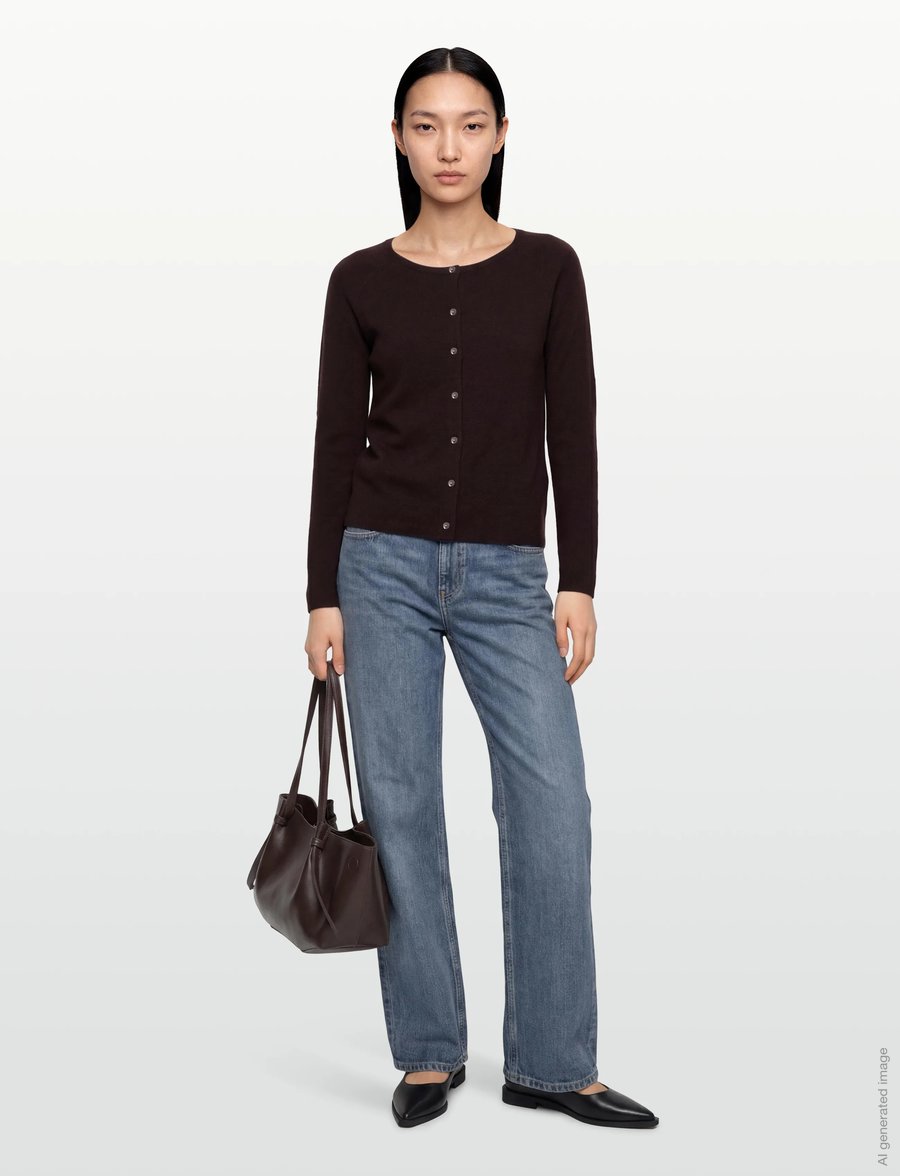 Rosemunde - RWLaica Cashmere LS O-neck Raglan Cardigan - kaschmir - ganache - 0