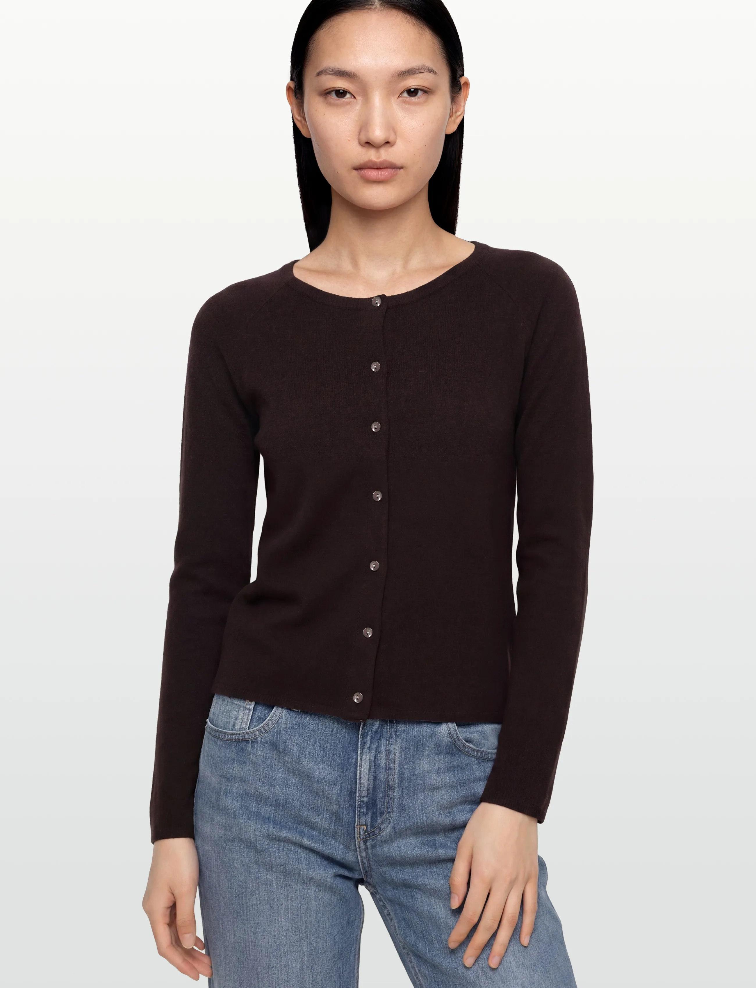 Rosemunde - RWLaica Cashmere LS O-neck Raglan Cardigan - cashmere - ganache - 3