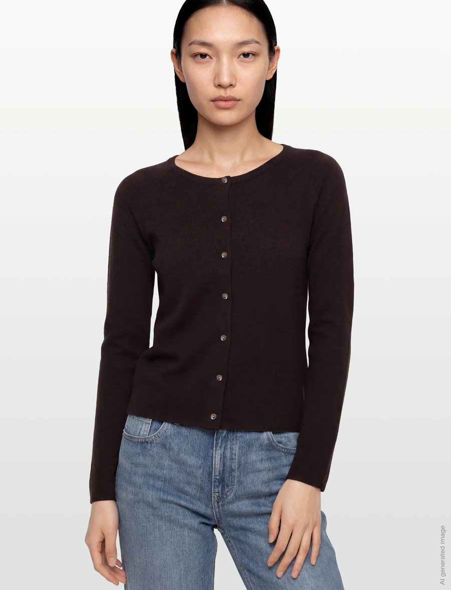 Rosemunde - RWLaica Cashmere LS O-neck Raglan Cardigan - kaschmir - ganache - 3