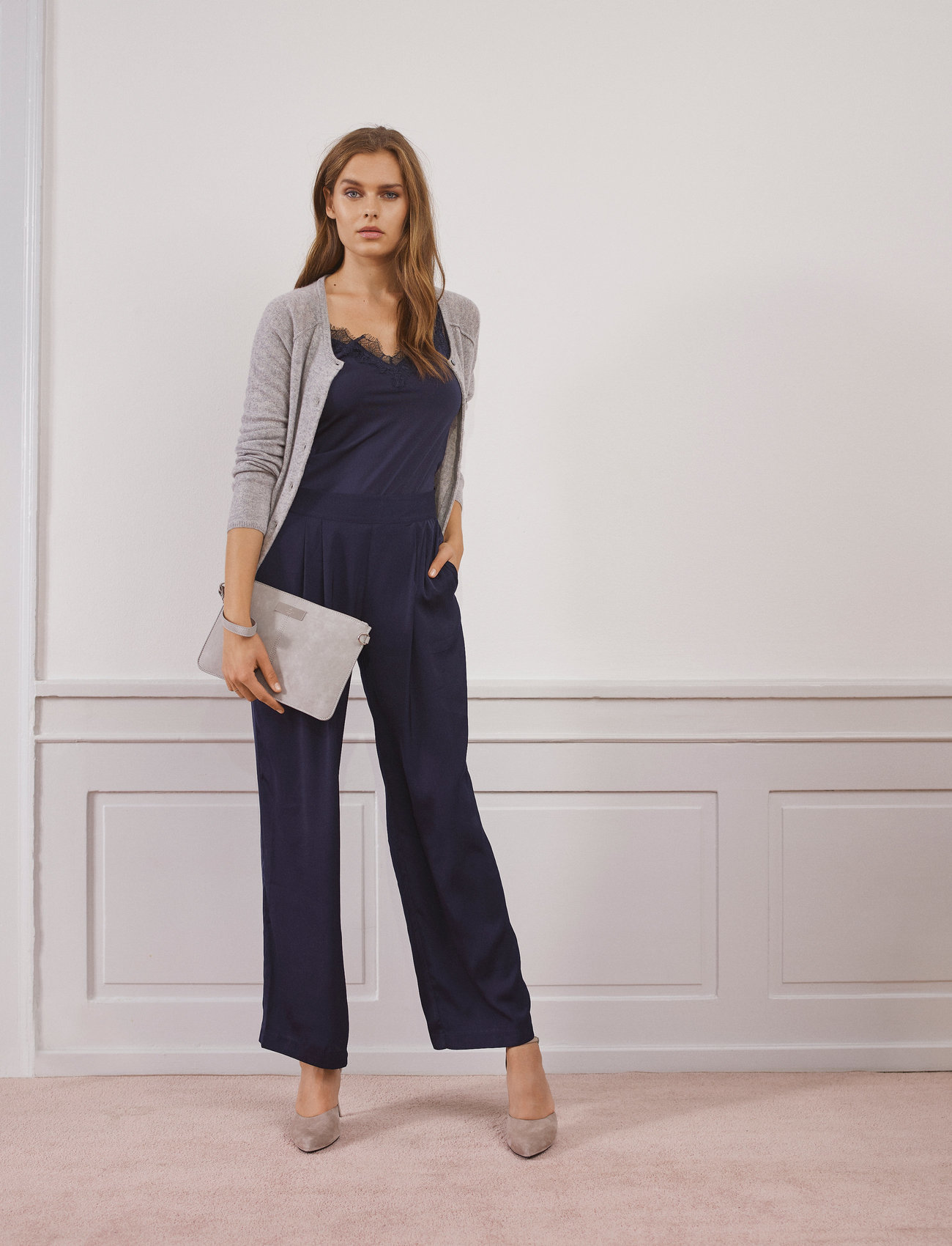 Rosemunde - Wool & cashmere cardigan - gilets - light grey melange - 0